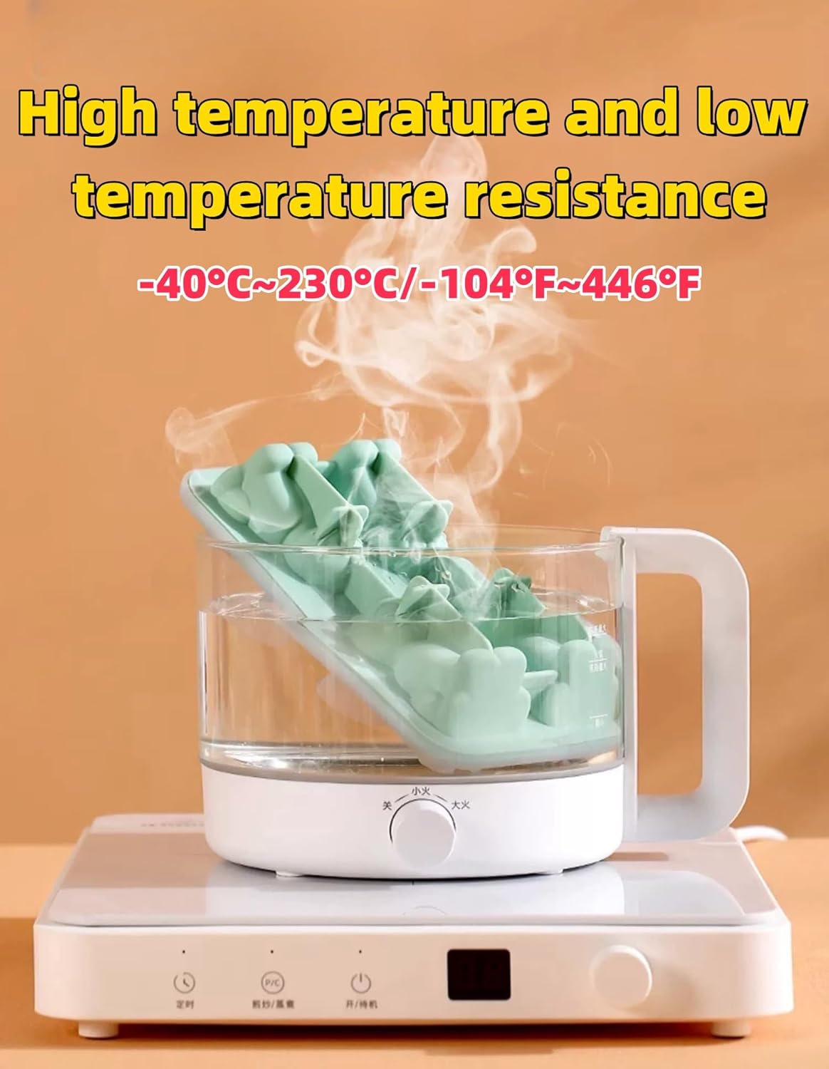 Cute 3D Cat Silicone Ice Cube Tray Mold Cartoon Animal Ice Box BPA-Free (Grey)