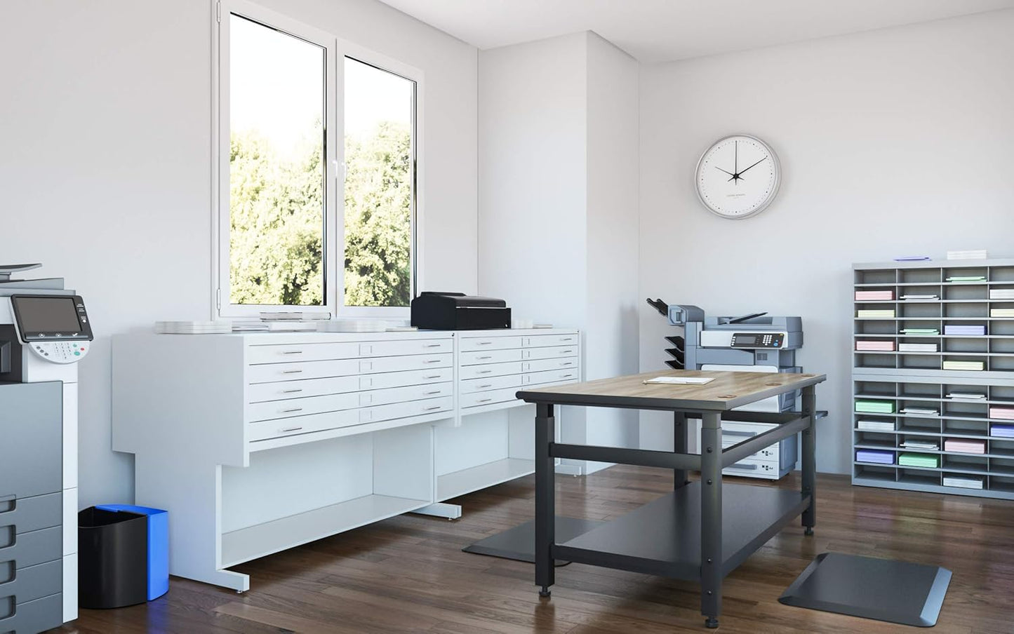 Safco Deskside Small Trash Can Recycling Bin Combo, 3 Gallon, For Kitchen, Office, Indoor Use, Black/Blue