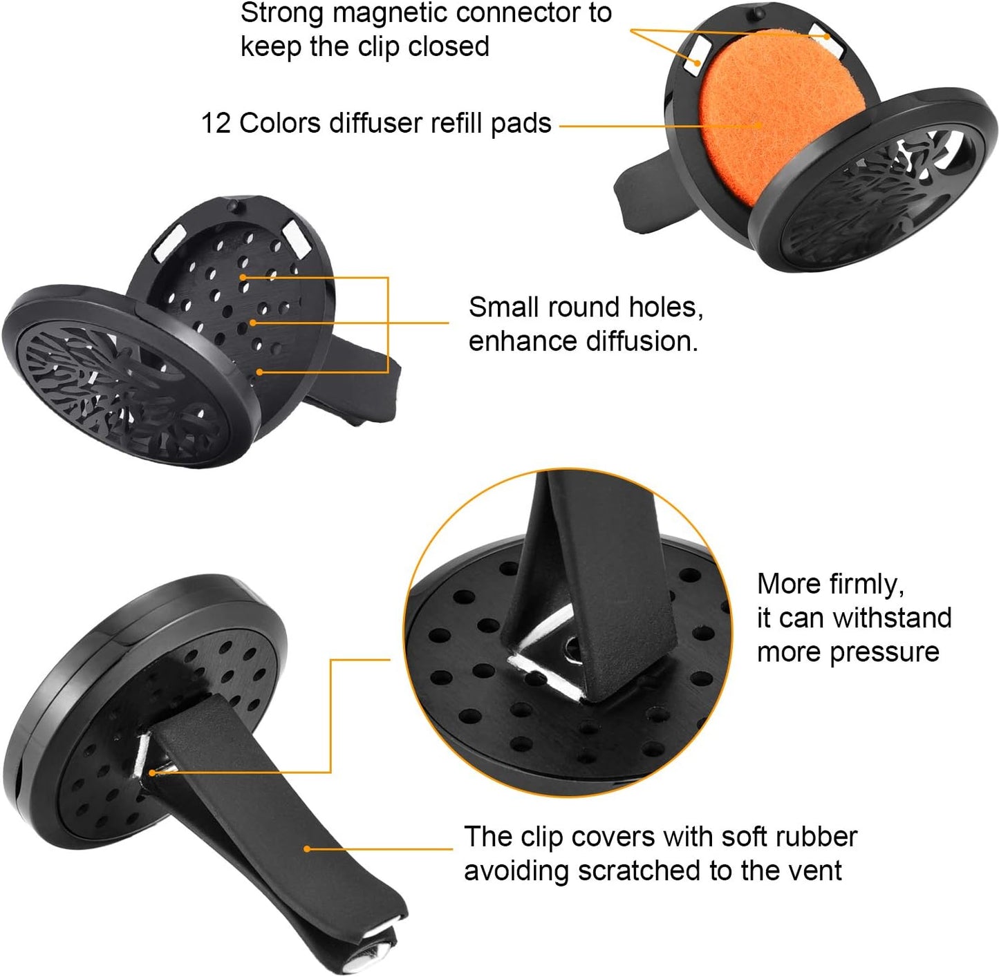 2 Pieces 316L Car Aromatherapy Oil Diffuser Air Freshener with 48 Felt Pad (Tree Patterns)