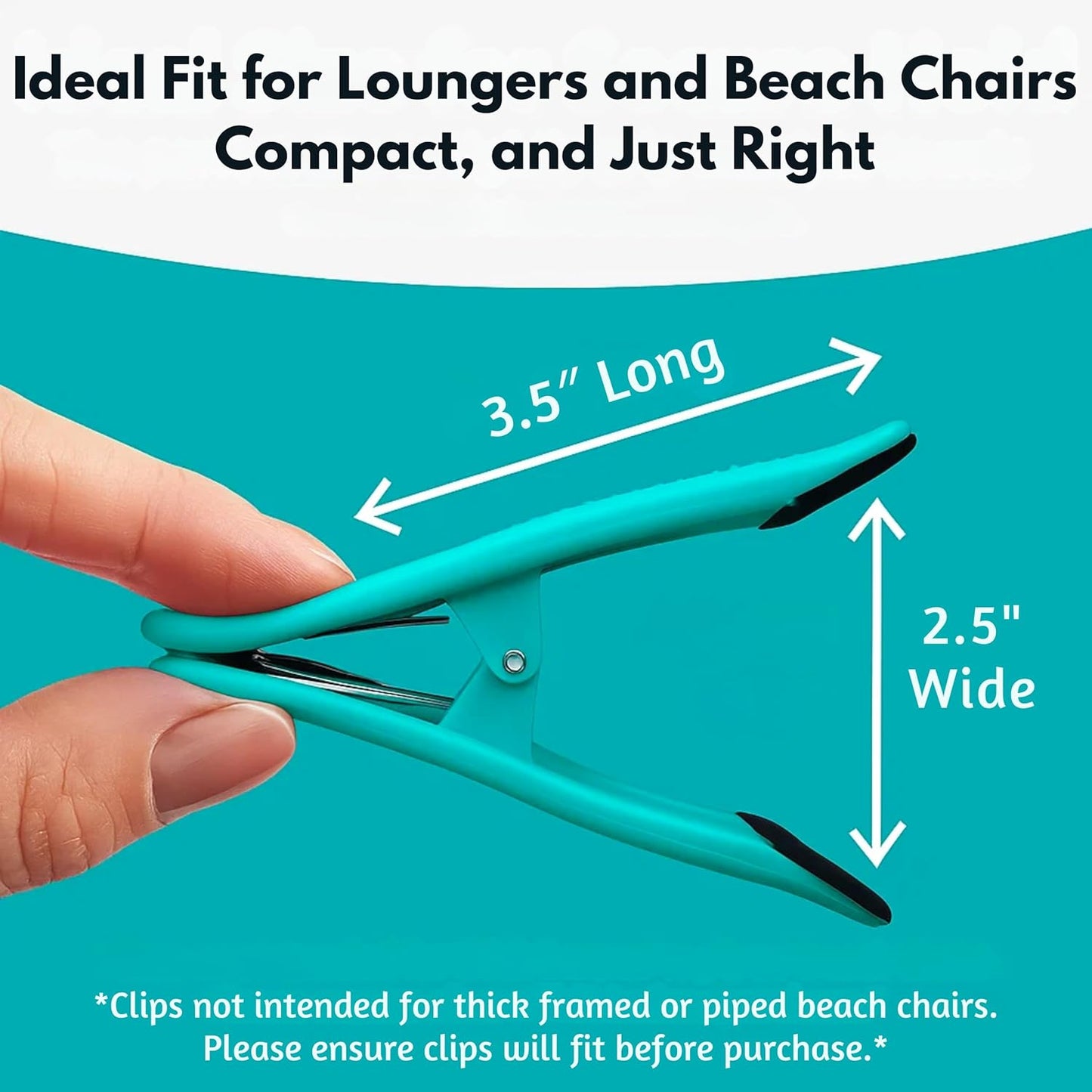 CoreClips Towel Clips for Beach Chairs - Set of 4 Pool Towel Holder Clips for Lounge Chairs on Cruise, Large 2.5” Opening Heavy Duty Clip for Towels on Boat Loungers with Travel Pouch - Turquoise