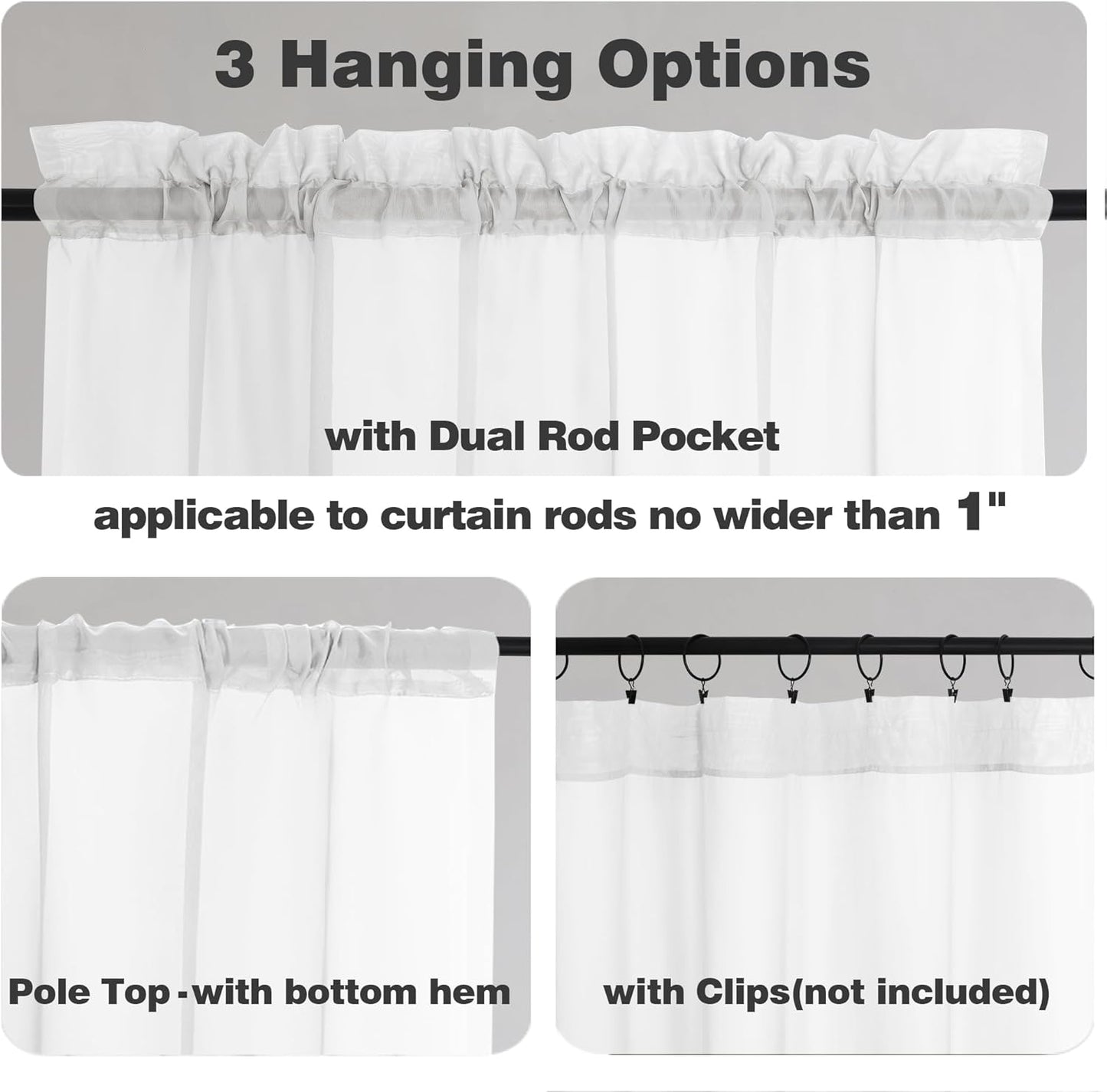 Chyhomenyc Extra Long White Sheer Curtains 108 Inches Long 2 Panels, Light Filtering White Curtains for Living Room, Soft Gentle Voile Rod Pocket Bedroom Window Drapes, 59Wx108L Inch, 9FT, 2PCS