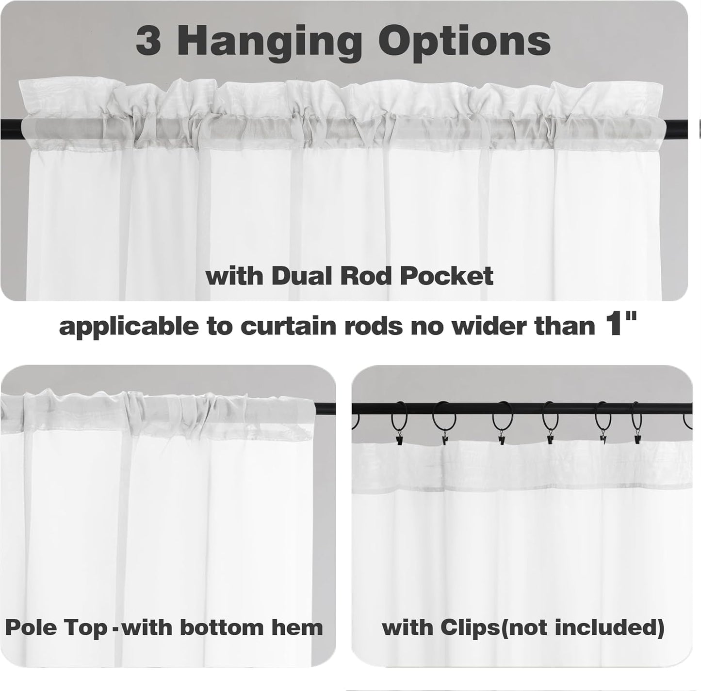 Chyhomenyc Extra Long White Sheer Curtains 120 Inches Long 2 Panels, Light Filtering White Curtains for Living Room, Soft Gentle Voile Rod Pocket Bedroom Window Drapes, 59Wx120L Inch, 10FT, 2PCS