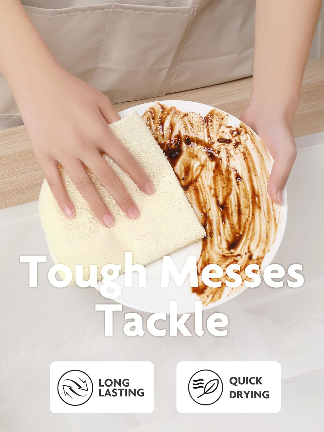 Fantasticlean Microfiber Cleaning Cloth Roll -75 Pack, Tear Away Microfiber Towels, 12" x 12", Reusable, Washable, Scratch Free, Ultra Absorbent Dishcloth for Home Supplies, Car, Pet, Kitchen (Beige)