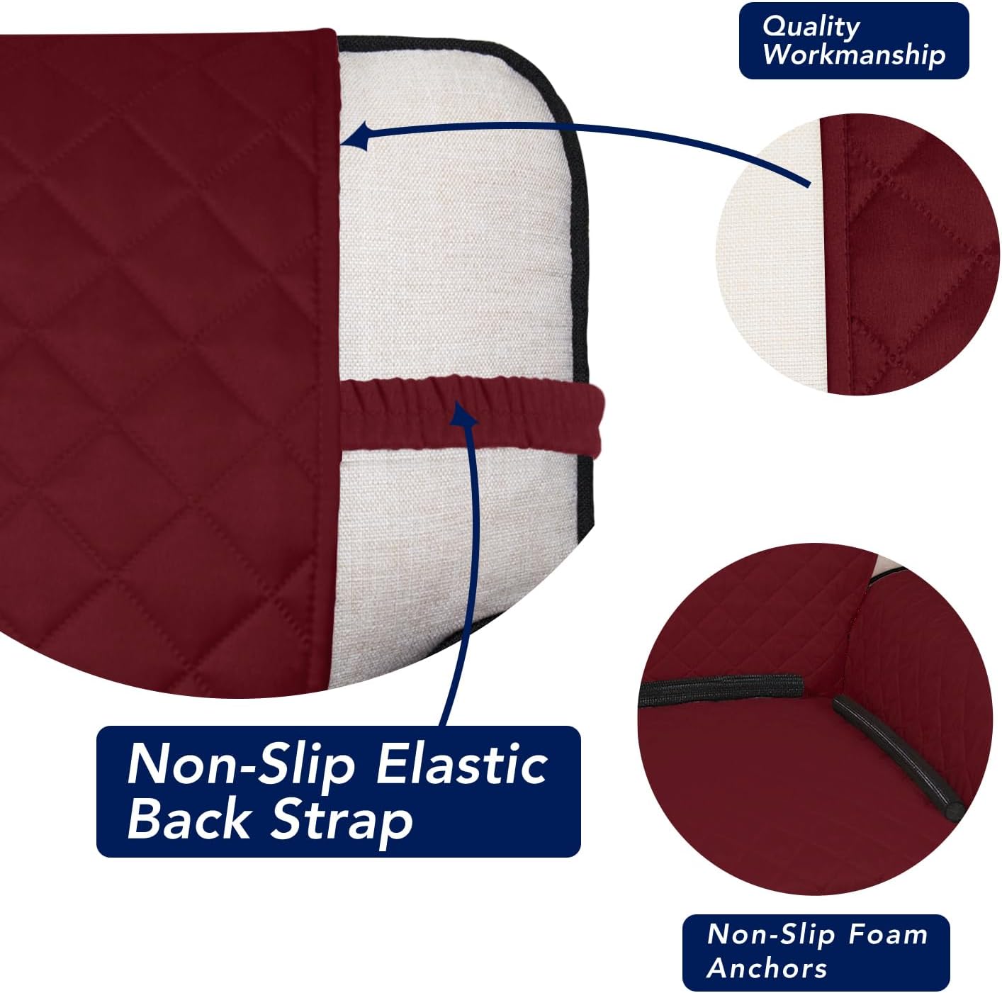 PureFit Reversible Quilted Sofa Cover, Water Resistant Furniture Protector, Washable Couch Cover with Non Slip and Elastic Straps for Kids, Dogs, Pets (Oversized Loveseat, Red/Ivory)