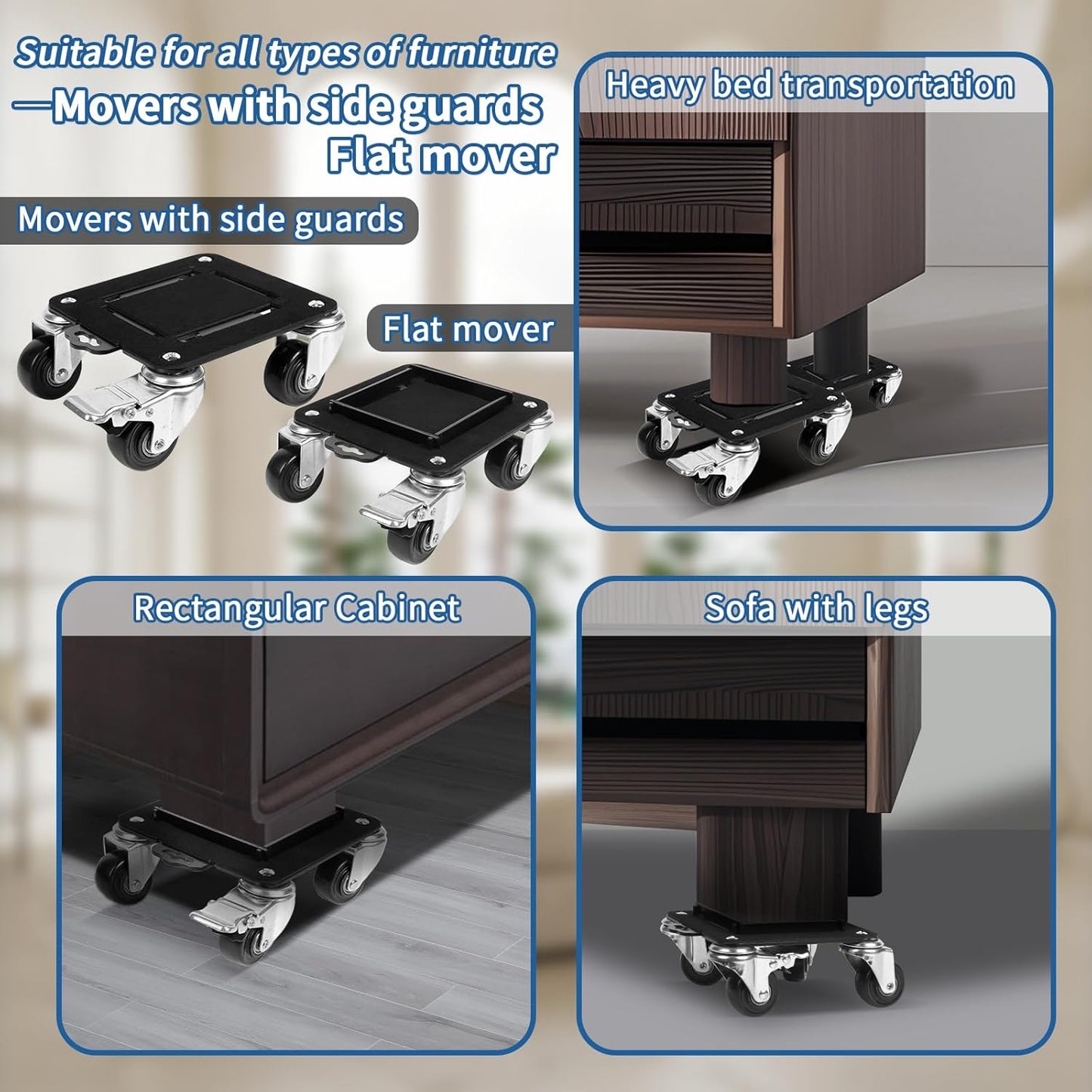 Furniture Dolly & Furniture Movers with Wheels – Furniture Lifters for Heavy Furniture – Lift and Wheel Combo Furniture Mover with Moving Furniture Gliders – Furniture Moving Wheels for Home & Office