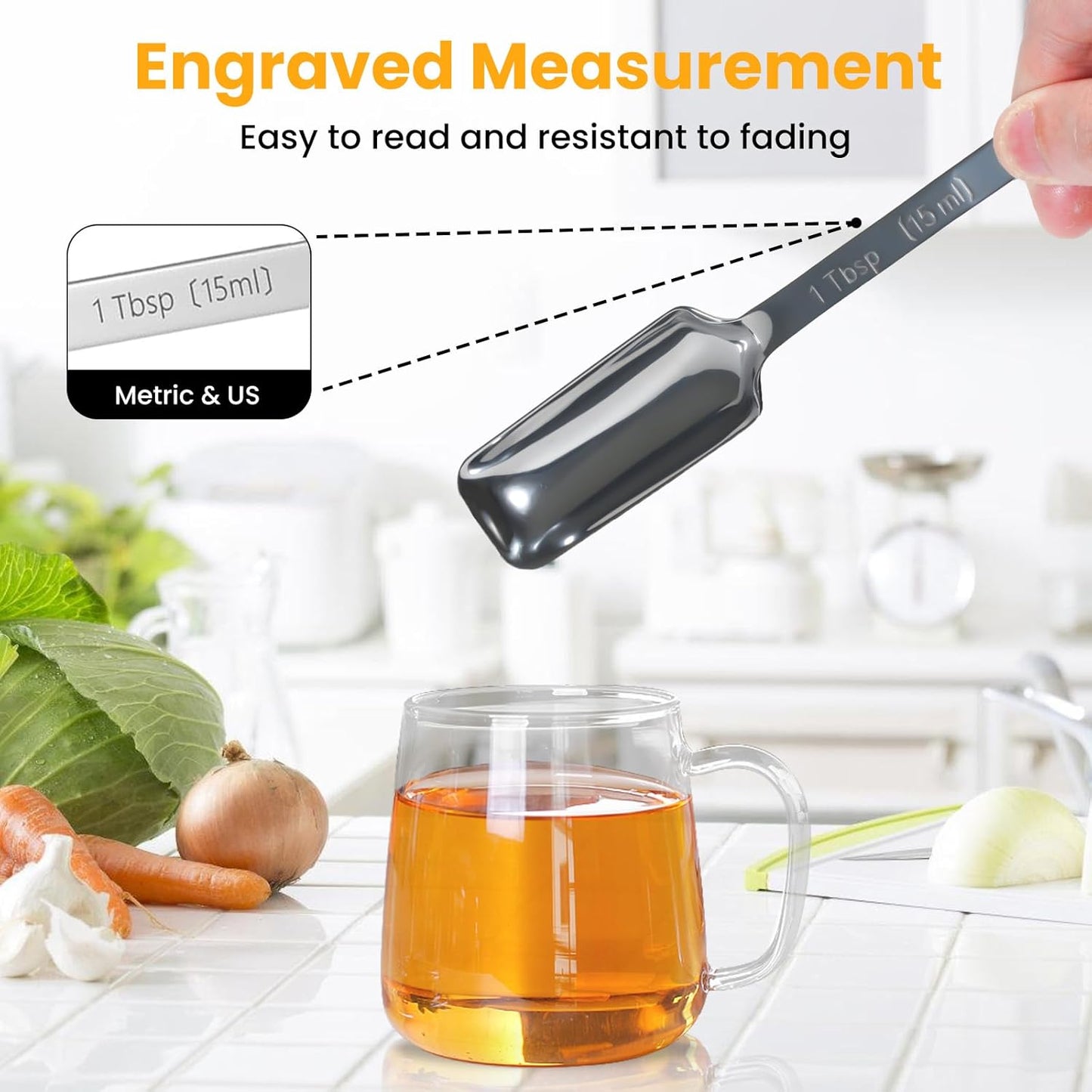 Stainless Steel Measuring Spoons Set of 13, Includes 7 Rectangular Measuring Spoons, 1 Leveler & 5 Tiny Spoons, Compact Spoons Design for Spice Jars, Ideal for Dry and Liquid Ingredients