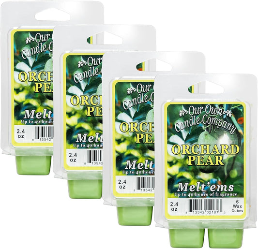 Our Own Candle Company Premium Wax Melt, Orchard Pear Scent, Handmade in The USA, 24 Cubes (4 Pack, 9.6oz Total)