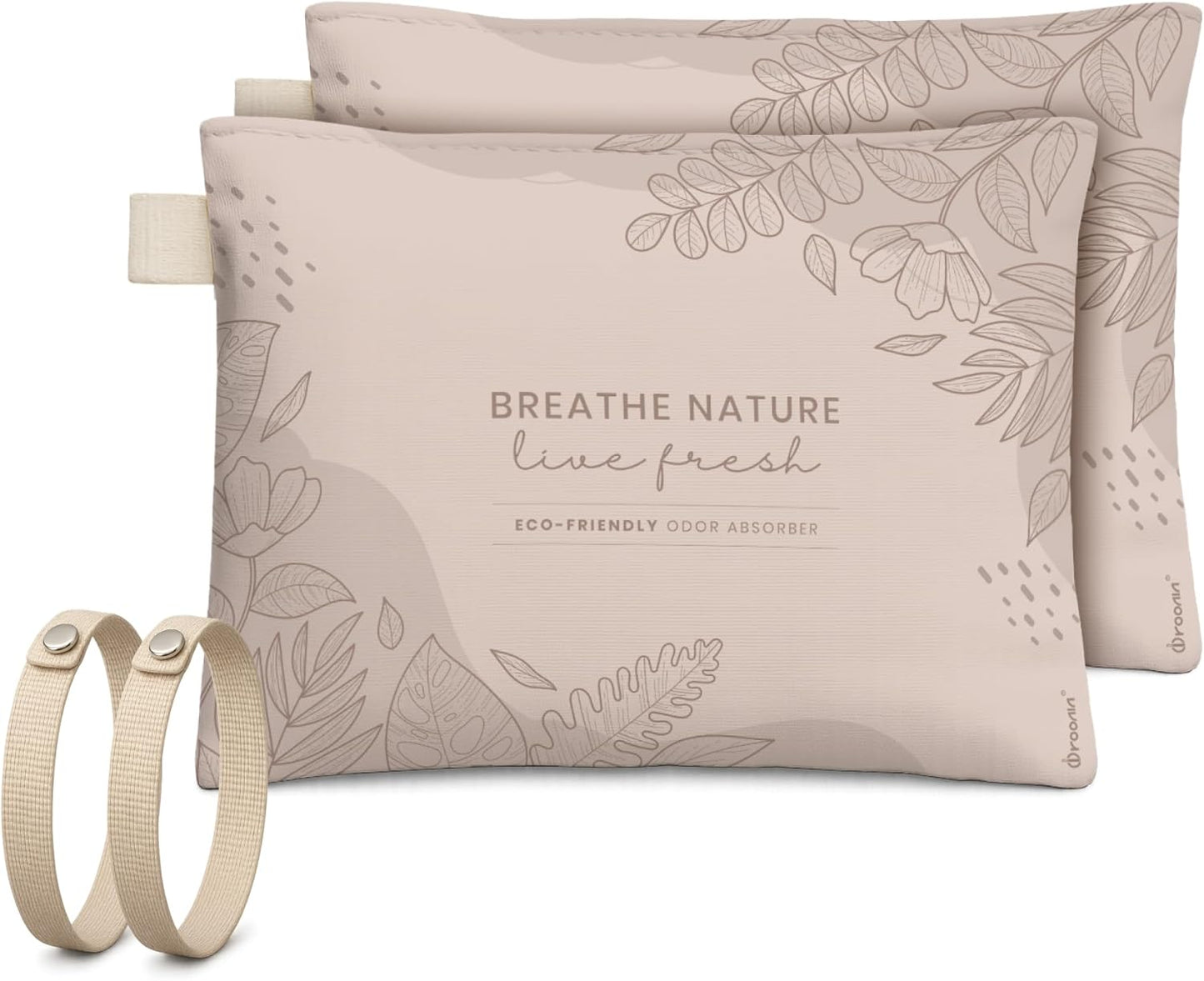 Roonin Activated Charcoal Odor Absorber - Bamboo Charcoal Air Purifying Bag - Activated Charcoal Bags Odor Absorber Packets - Home Deodorizer Odor Eliminator (2-pack)