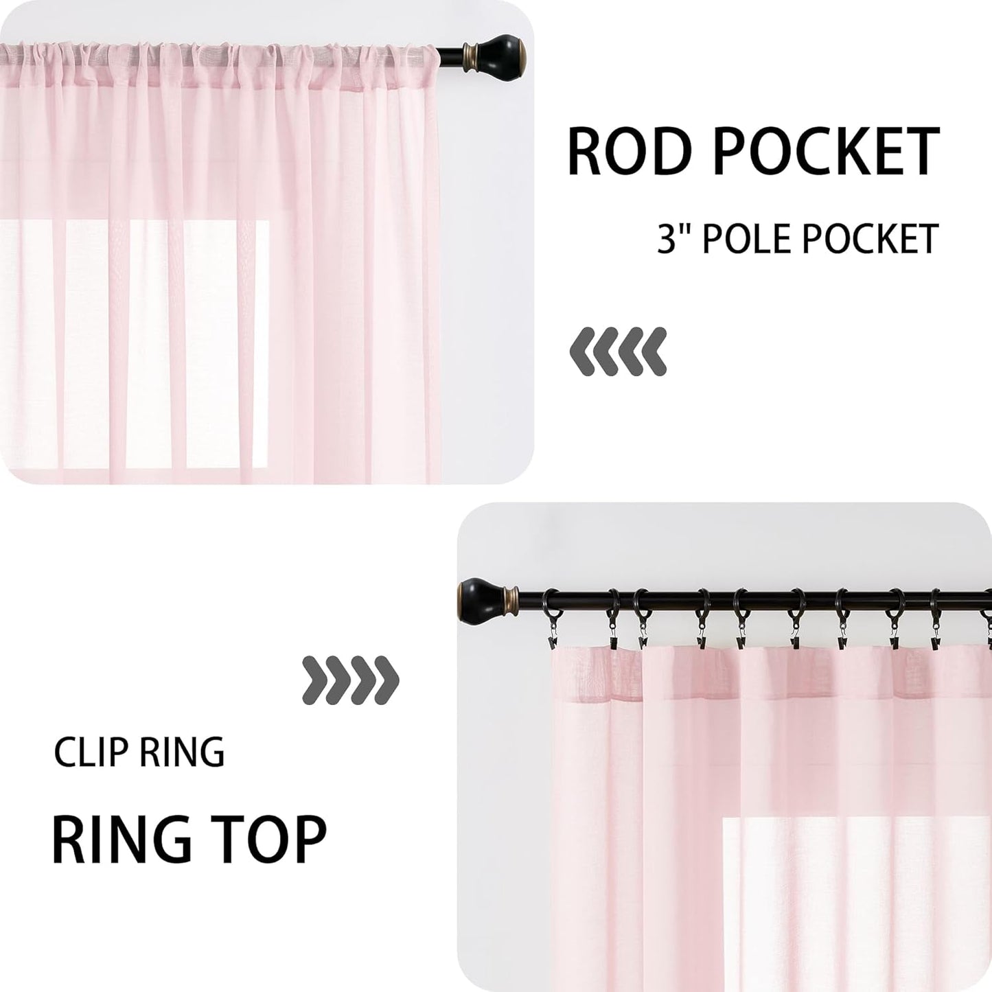 Tollpiz Short Sheer Door Curtains Closet Linen Textured Curtains Sheer Doorway Light Filtering Voile Patio Glass Door Rod Pocket Curtain French Door, 54 x 40 inches Long, Pink, Set of 1 Panel