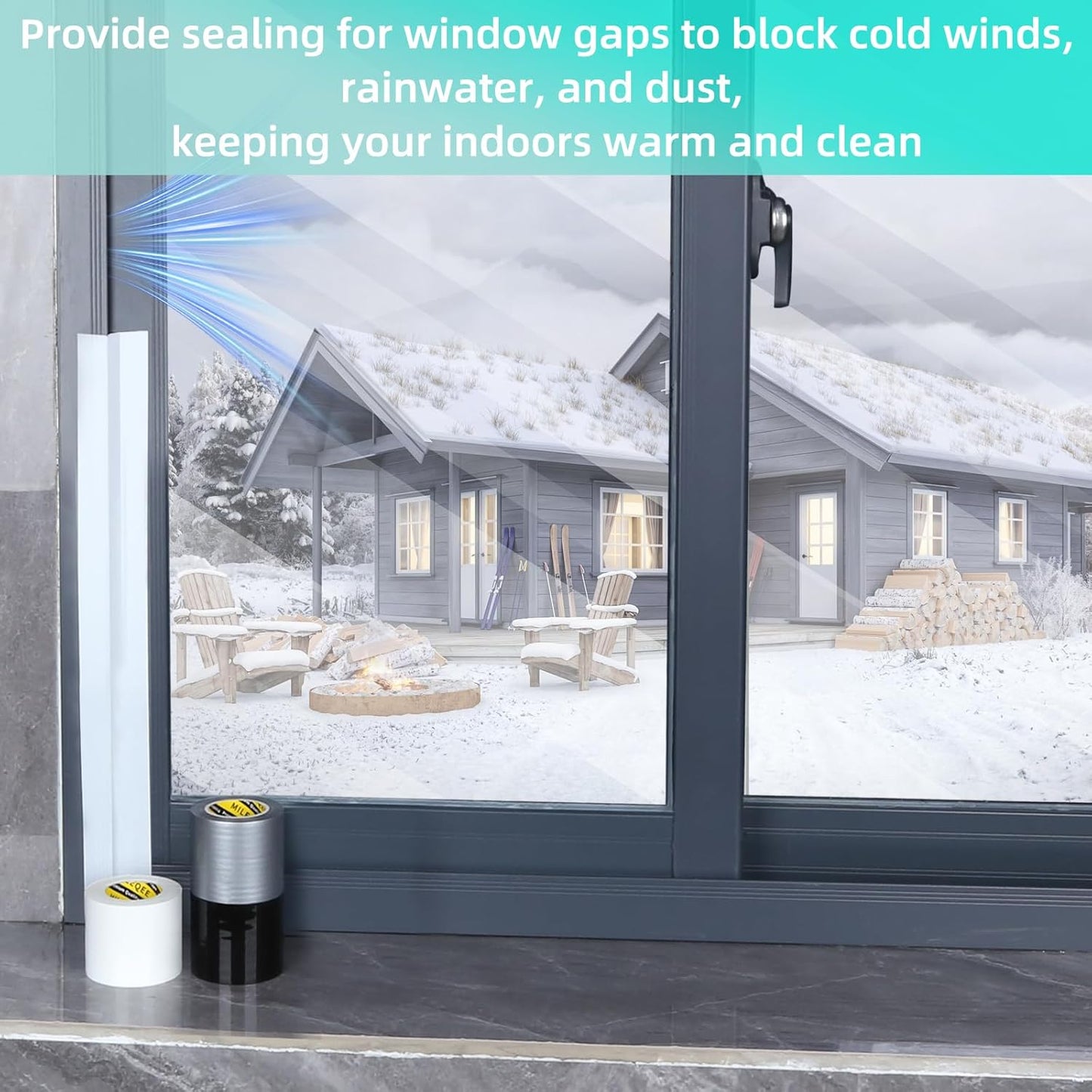 Window Weather Stripping Door Seal Tape White, 2.76in x 164FT, Automotive Weatherstrip Adhesive Seal Strip for Car Auto Trunk, Weatherproof Gap Sealing Sealer Draft Blocker, for Winter Summer