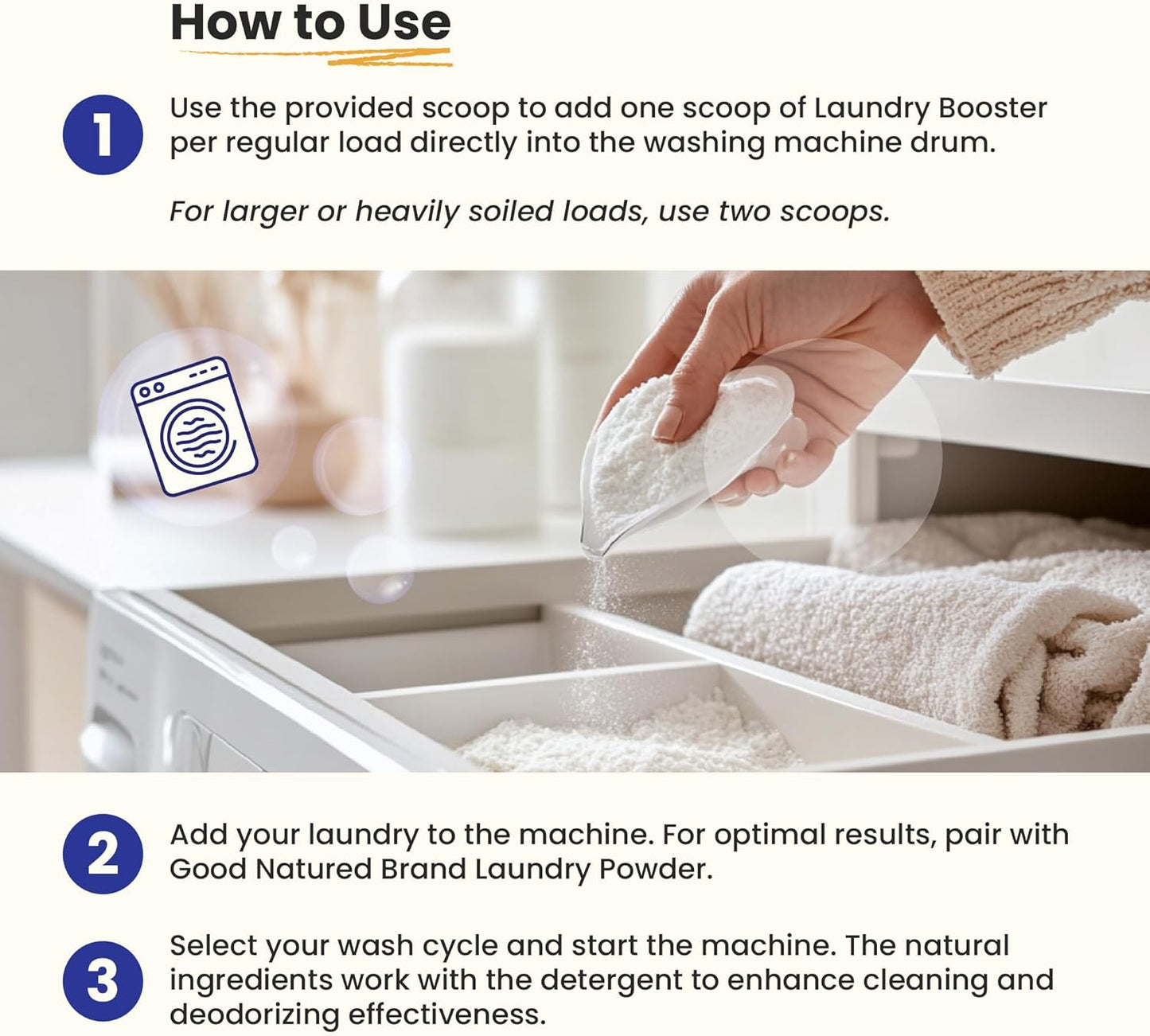 Good Natured Brand | Natural Enzyme Laundry Booster | Stain & Odor Remover | Hypoallergenic, Safe for Sensitive Skin | Eco-Friendly | Fragrance-Free | 47oz, 94 Loads