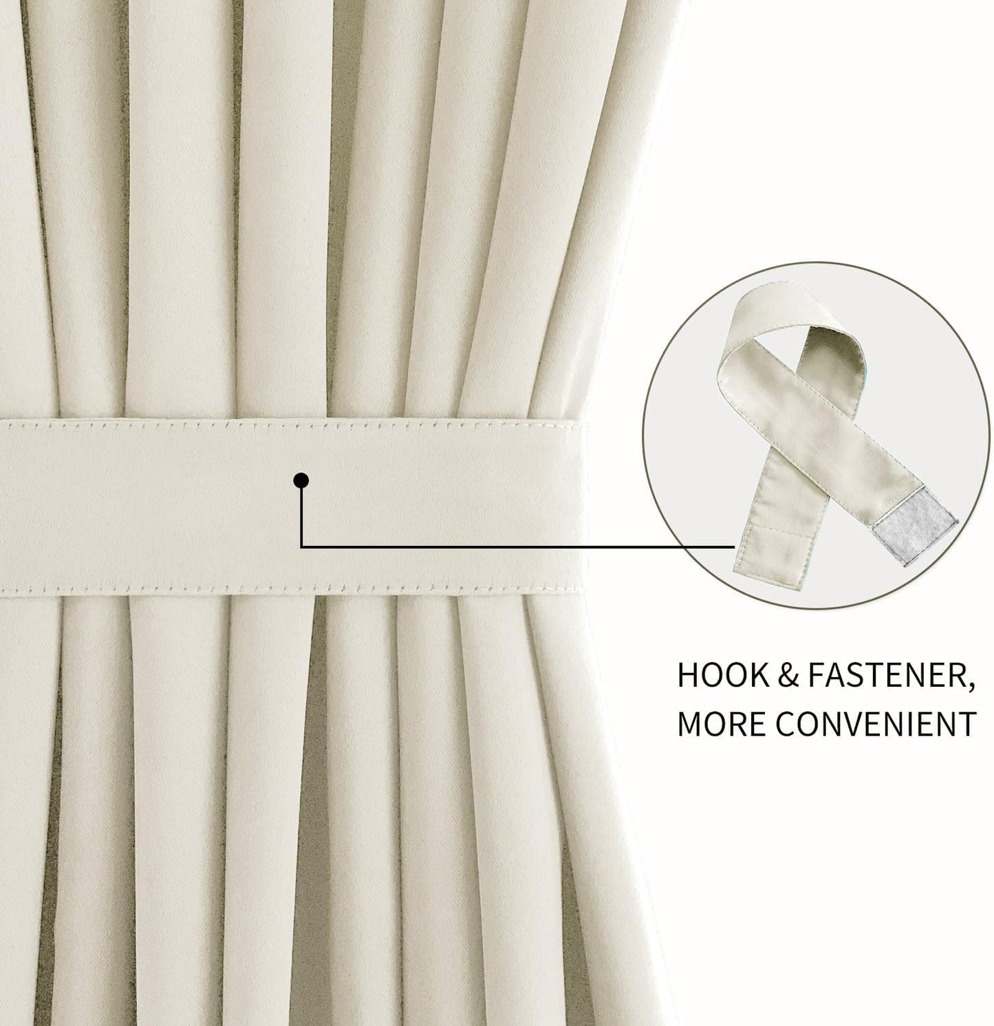 DWCN French Door Curtains – Rod Pocket Thermal Blackout Curtain for Doors with Glass Window, Kitchen and Patio Doors for Privacy, 25 X 80 Inches Long, 1 Curtain Panel with Tieback, Light Beige