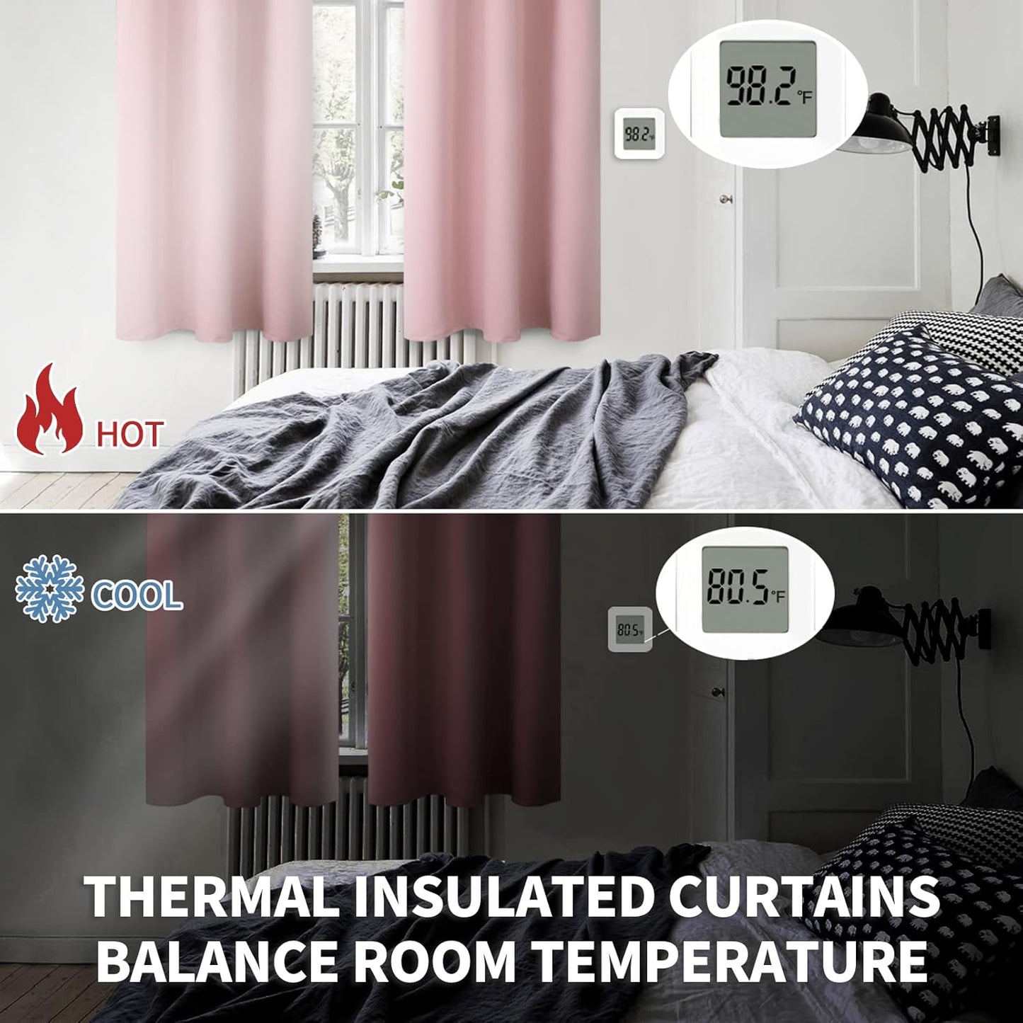 BGment Baby Pink Blackout Curtains 36 Inch Length for Short Window - Small Drapes Thermal Insulated with Rod Pocket Privacy for Cafe Kitchen Bathroom Girl Bedroom, 34 x 36 Inch, 2 Pnels