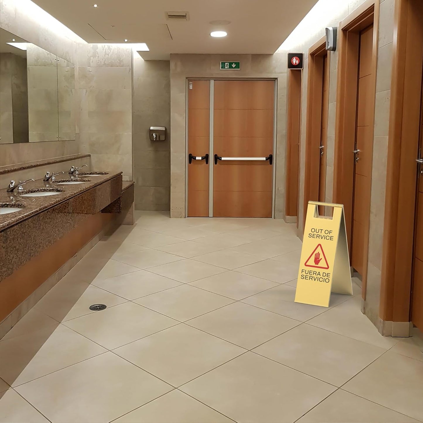 Stainless Steel Out of Service Sign Portable Foldable Sign 2-Pack (Gold)