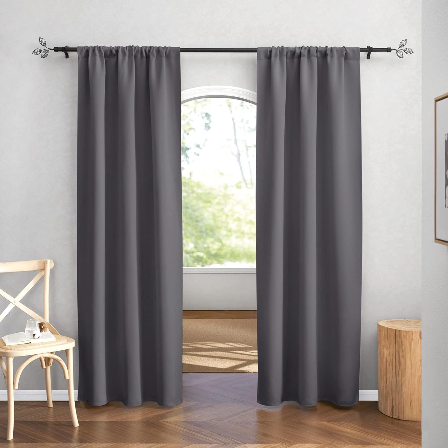 RYB HOME Blackout Curtains 84 inches Long 2 Panels Set for Living Room, Thermal Insulating Privacy Curtains & Drapes for Doorway Temporary Door Alternative Accordion Door, Grey, W 42 x L 84