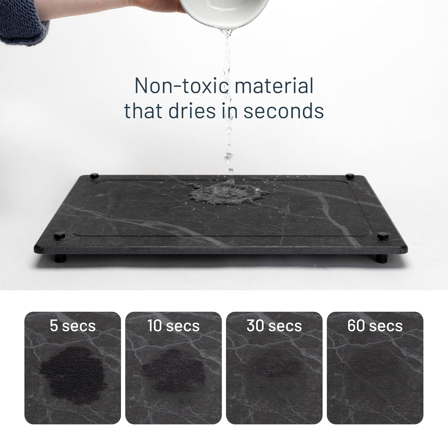 LARGE Siren Stone Natural Dish Drying Mat for Kitchen Counter - Premium Diatomaceous Earth Mat | Quick Drying, Super Absorbent | Non-Toxic, BPA-Free, Eco-Friendly | Female-Founded USA Brand (18"x14")