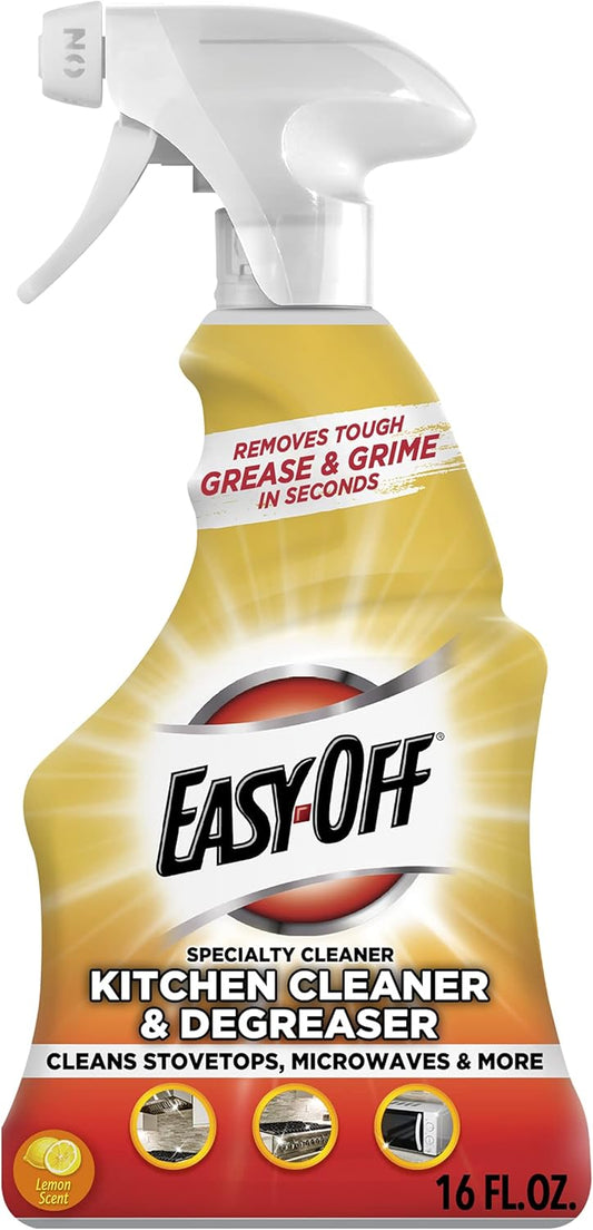 Easy-Off Specialty Kitchen Degreaser Cleaner, Clear, Lemon, 16 Fl Oz