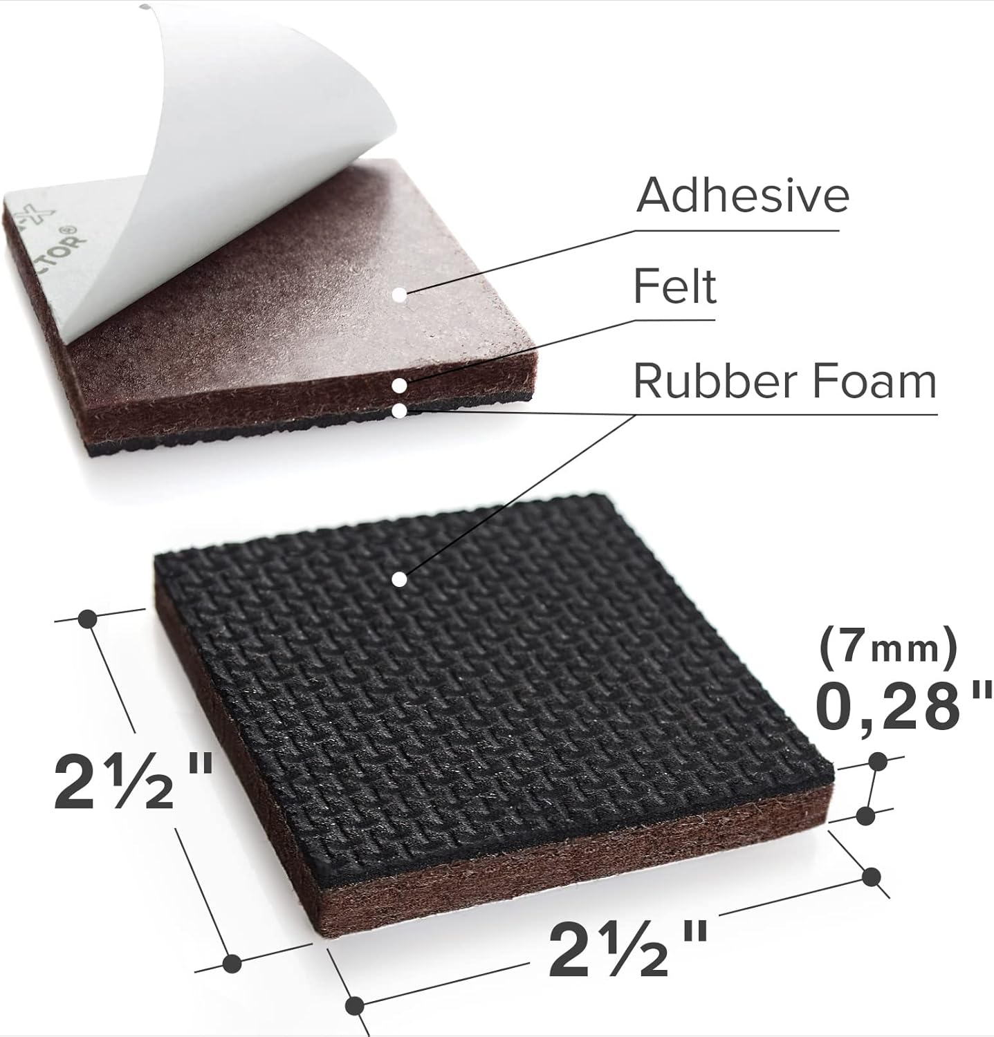 Non Slip Furniture Pads X-PROTECTOR – 16 PCS Furniture Grippers 2 1/2" - Ideal Self-Adhesive Rubber Feet for Furniture Feet – Non Skid Furniture Pads Floor Protectors – Keep Furniture in Place!