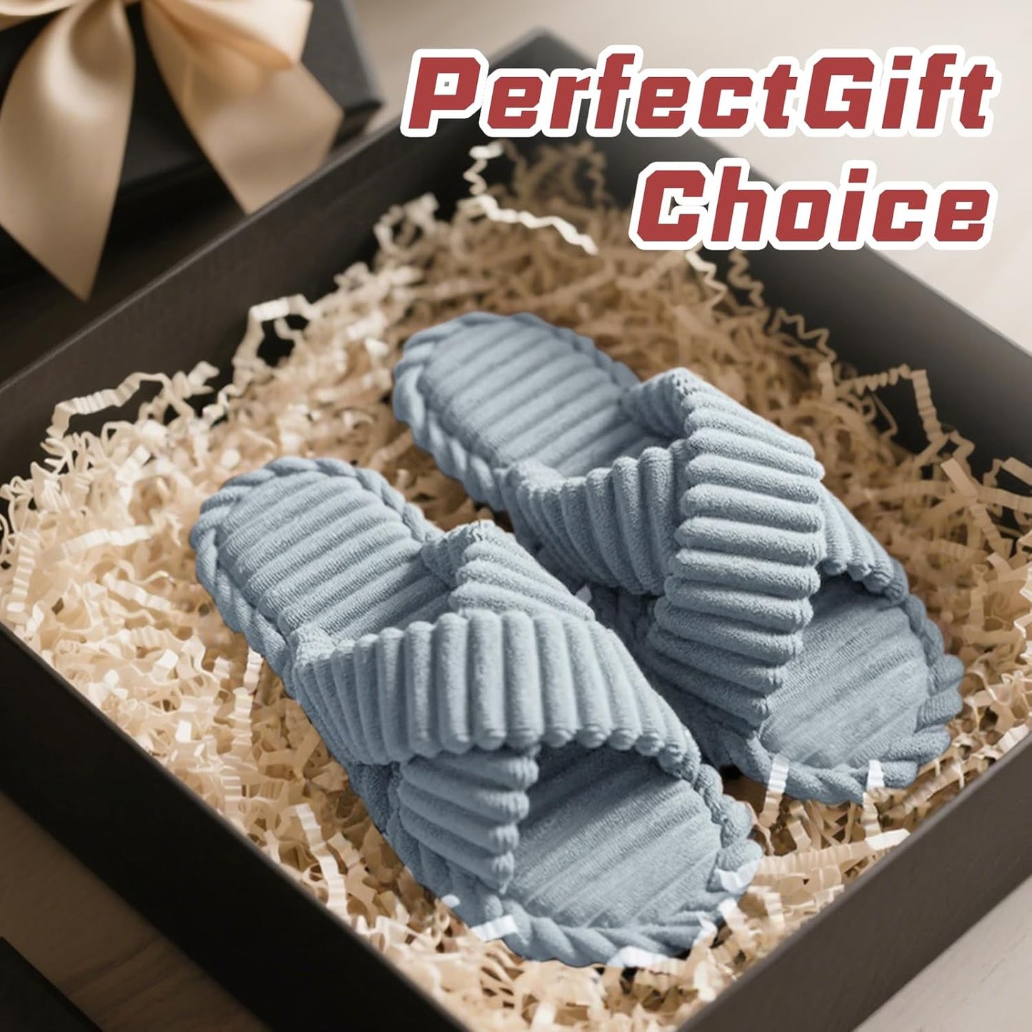 ZOORON Women's Cozy Slippers Crossbands & Durable Foam - Soft Plush Lined Non-Slip Indoor Outdoor Open Toe Shoes Trendy Gift