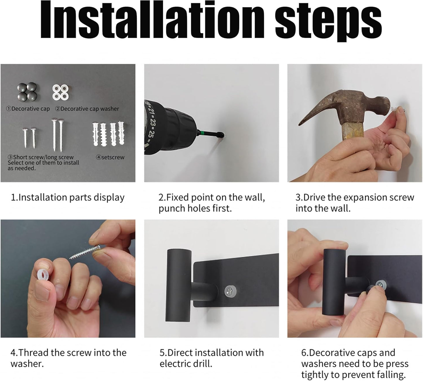 PMMASTO Coat Rack Wall Mounted, 5 "T Shaped Wall Hooks for Hanging, Heavy Duty Stainless Steel Coat Hook Rail for Hat Towel Robes in Bathroom Kitchen Mudroom Entryway (Silver, 1 Pack)