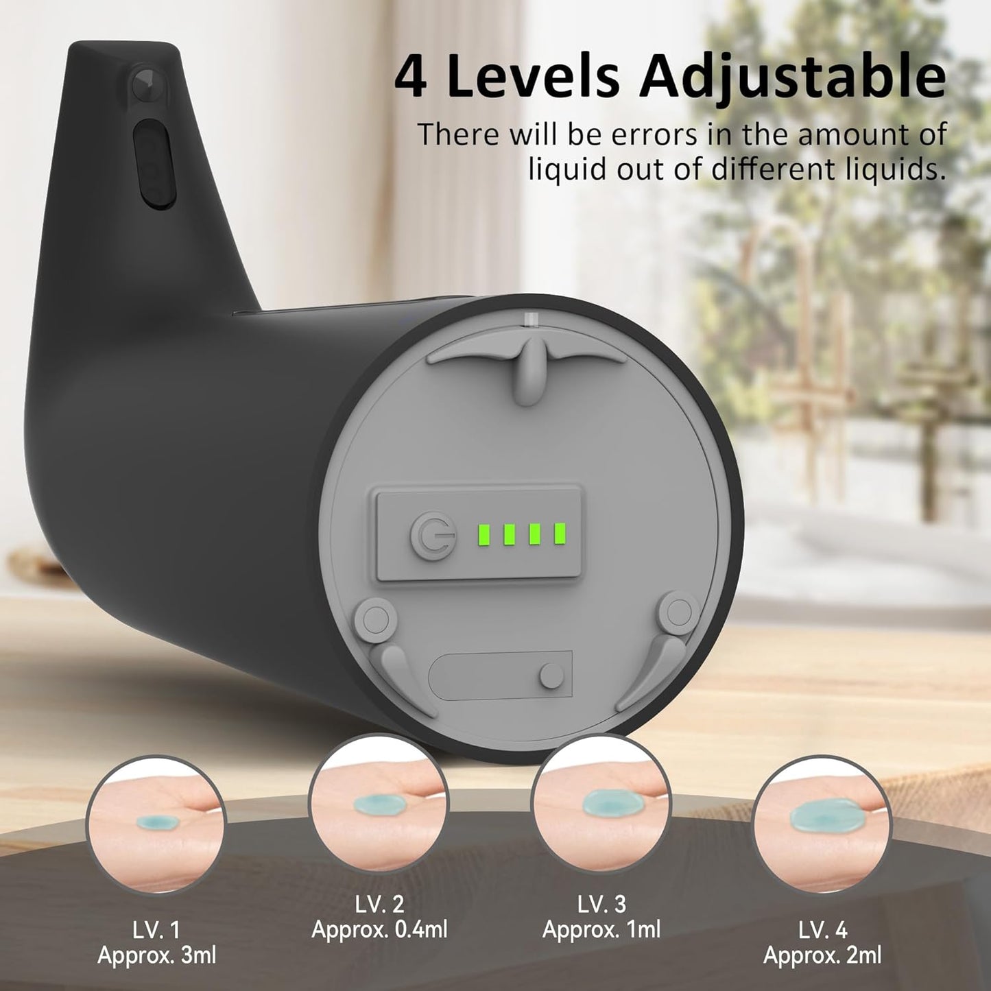 Convenient Automatic Soap Dispenser,4 Adjustable Levels Touchless Hand Sanitizer Pump with Infrared Sensor, 400 ml Countertop Electric Soap Dispenser for Bathroom,Kitchen