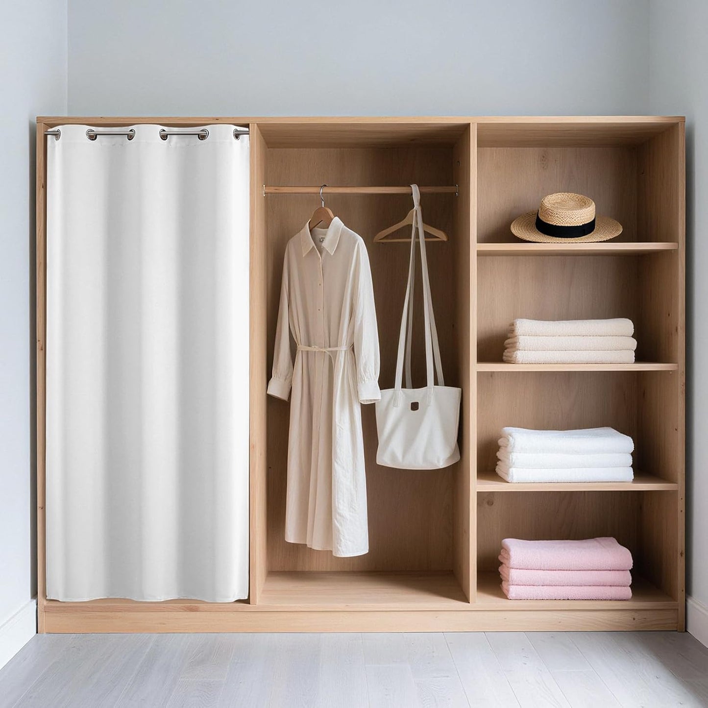 Joydeco Blackout Door Curtain for Doorway Privacy 78 Inches Long, Grommet Closet Curtain for Open Closet, Room Divider for Bedroom Living Room (Pure White, 40Wx78L, 1 Panel)