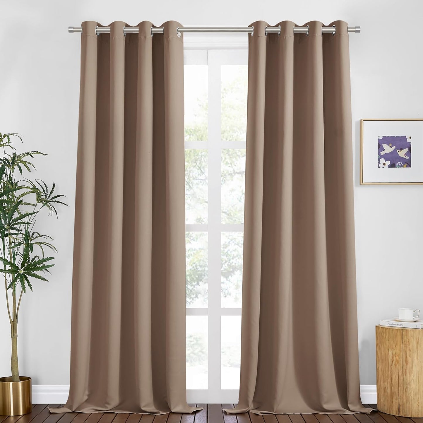 PONY DANCE Blackout Curtain Panels - Window Treatments Room Darkening Thermal Insulated Drapery with Grommets for Living Room Bedroom, W 55" x L 94", Chocolate Brown, 2 Pieces