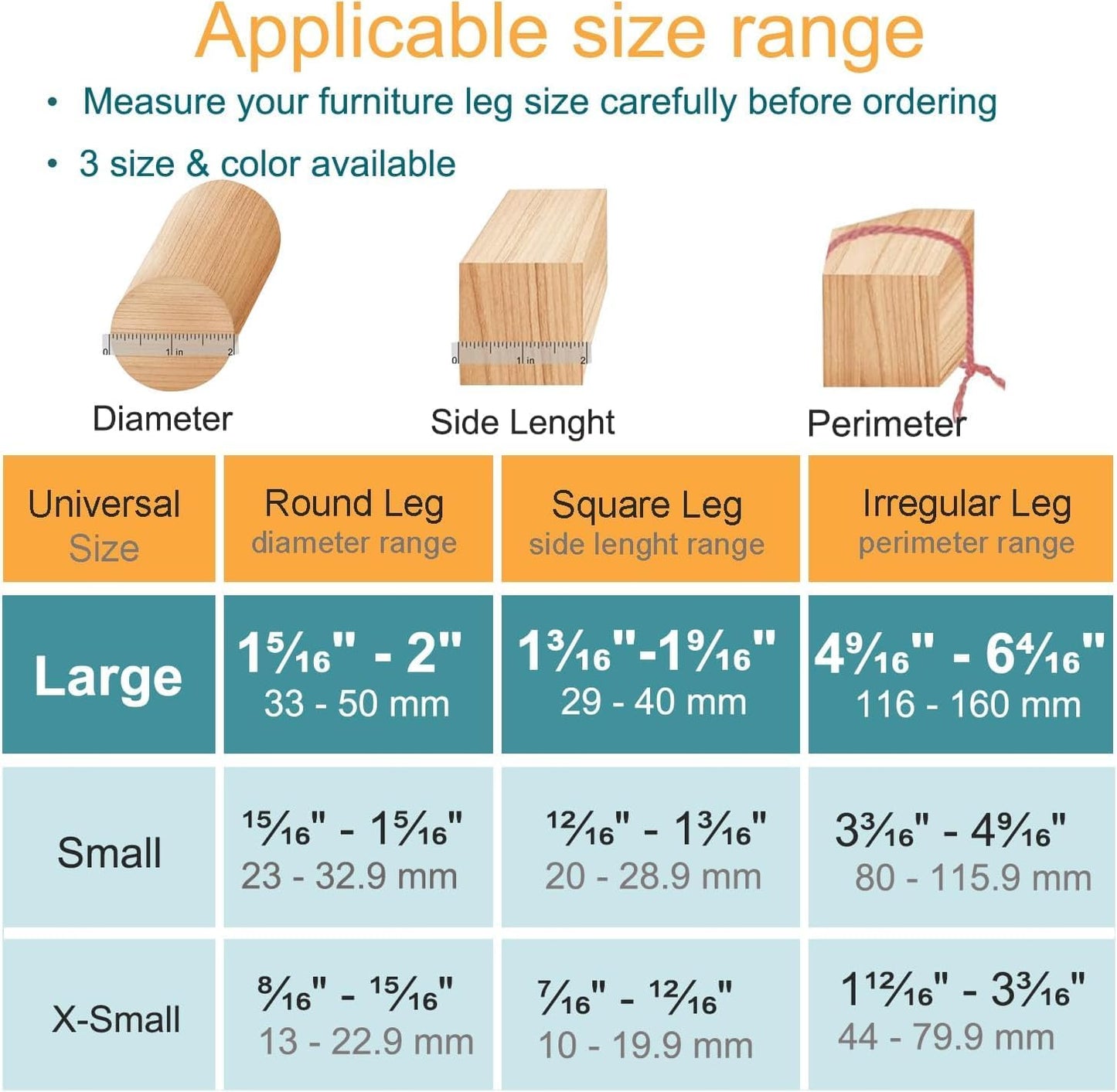 32 Pcs Chair Leg Protectors for Hardwood Floors, Silicone Felt Furniture Leg Cover Pad for Protecting Floors from Scratches and Noise, Smooth Moving，Large(Fit Round Diameter：1-5/16" to 2")