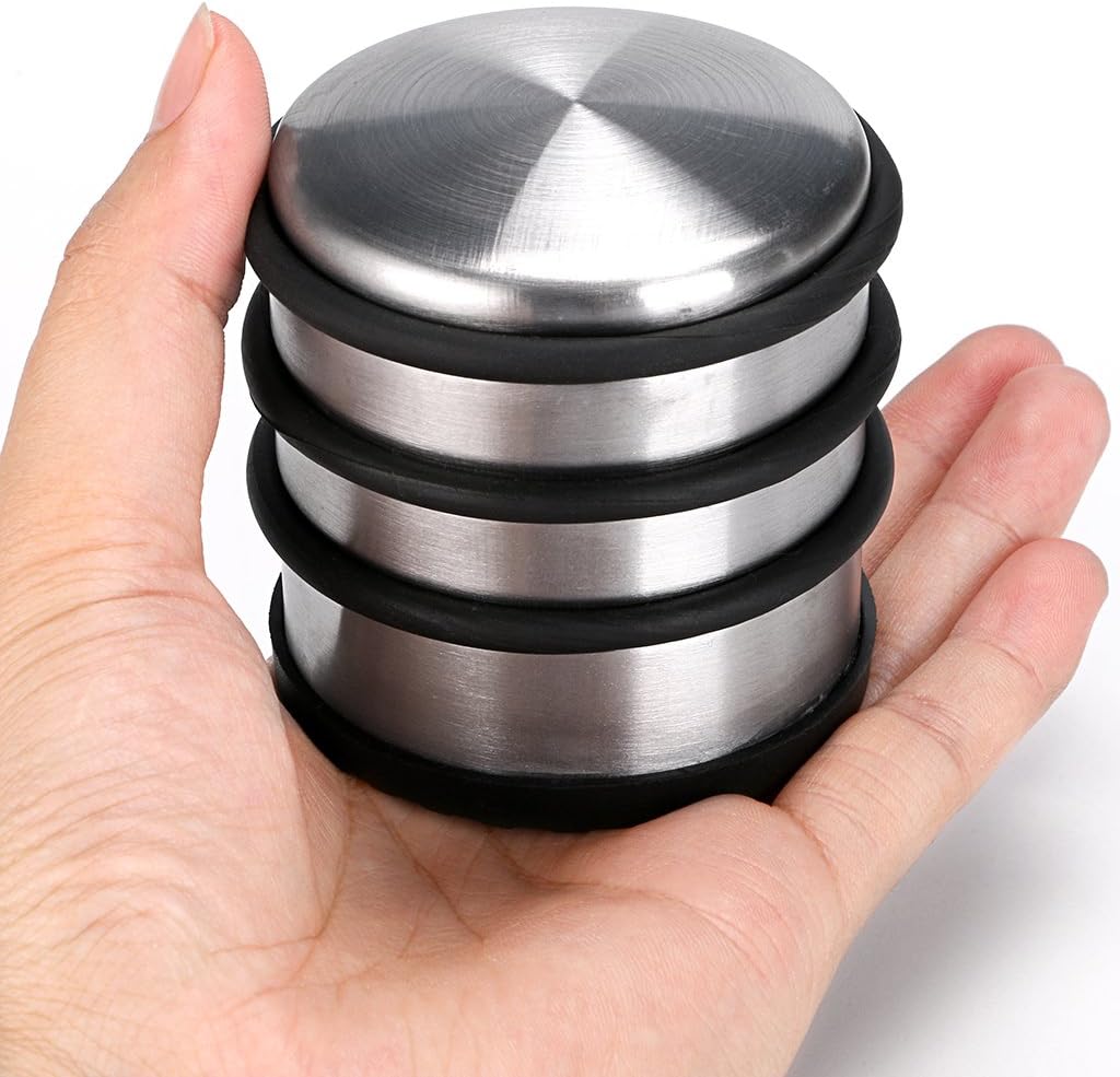 Sumnacon Heavy Duty Floor Door Stopper No Drill, Durability Stainless Steel Door Stops with Anti-Skid Rubber - Contemporary Decorative Safety Door Wedge for Home Office Commercial Industrial