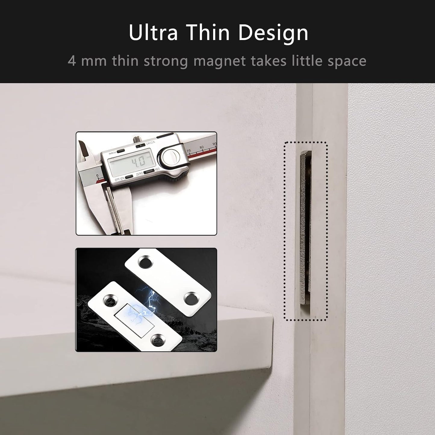 Cabinet Magnetic Catch, 6 Pack Ultra Thin Magnetic Cabinet Door Catch, Adhesive Cabinet Magnets for Kitchen Drawer Cabinet Door Closet, Concealed Strong Magnetic Cabinet Latch