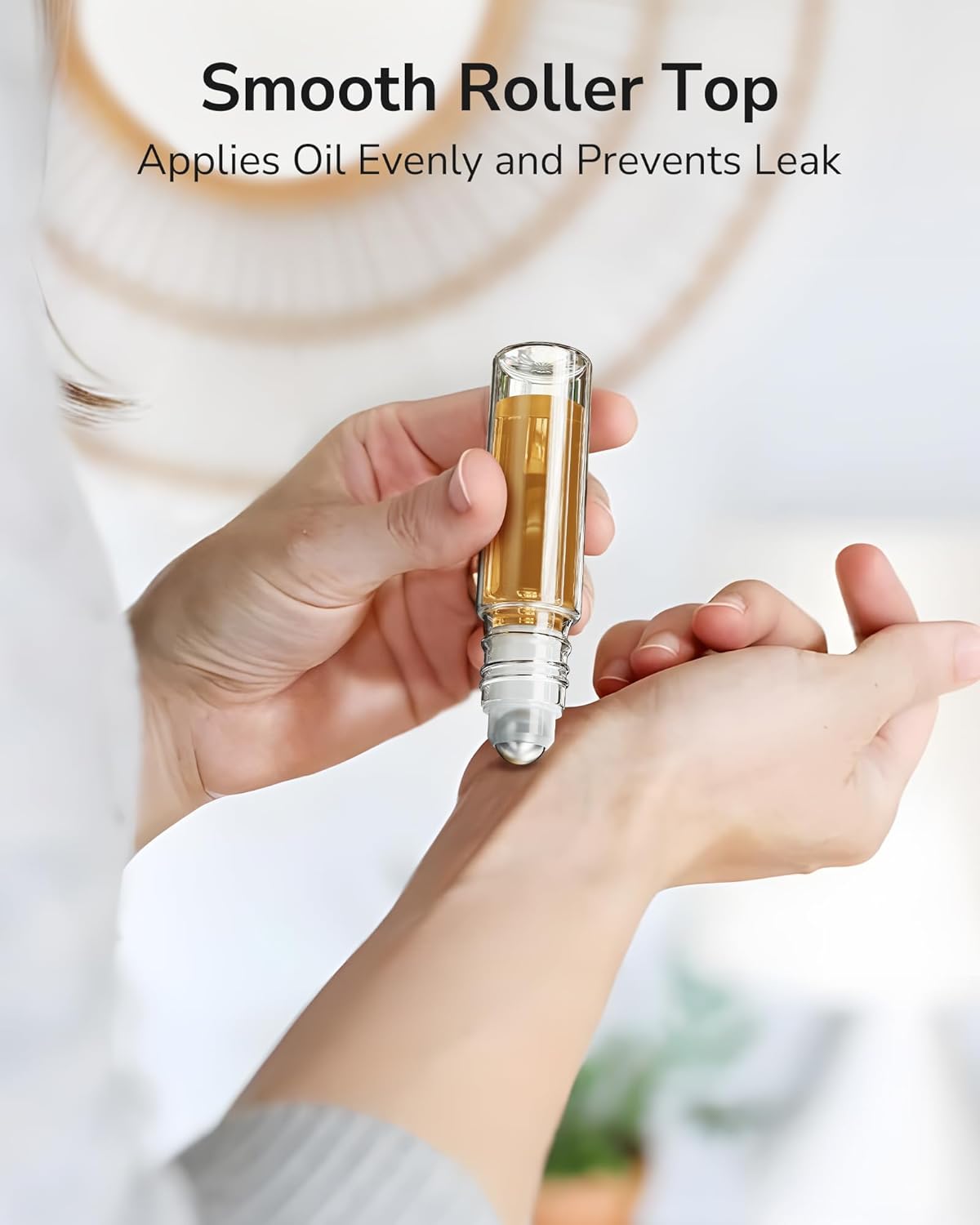 ULG 24-Pack Essential Oil Roller Bottles 10ml, Empty Bottles with Stainless Steel Roller Balls and Waterproof Labels, Clear Roller Balls For Essential Oils