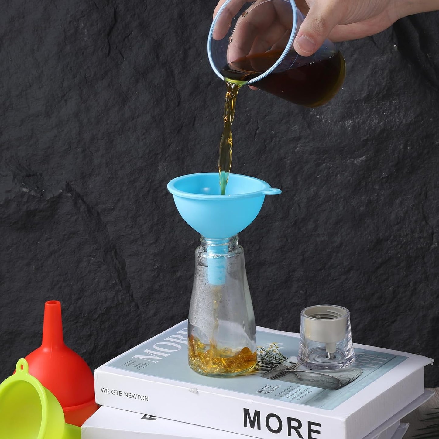 4 Pack Kitchen Silicone Funnel, Kitchen Funnel Set, Canning Silicone Funnels, Wide Mouth Canning Funnels for Jars Bottles, Liquid Oil Transfer, Multi Color