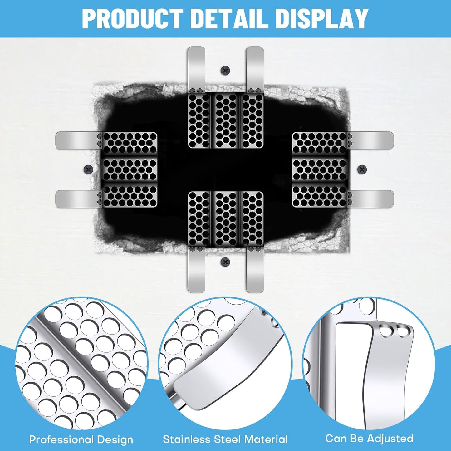 Drywall Repair Clips, 20 Pack Stainless Steel Wall Patch Kit with 40 Screws for 1/2 Inch Sheetrock, Professional Drywall Hole Repair Solution for DIY Home Repair