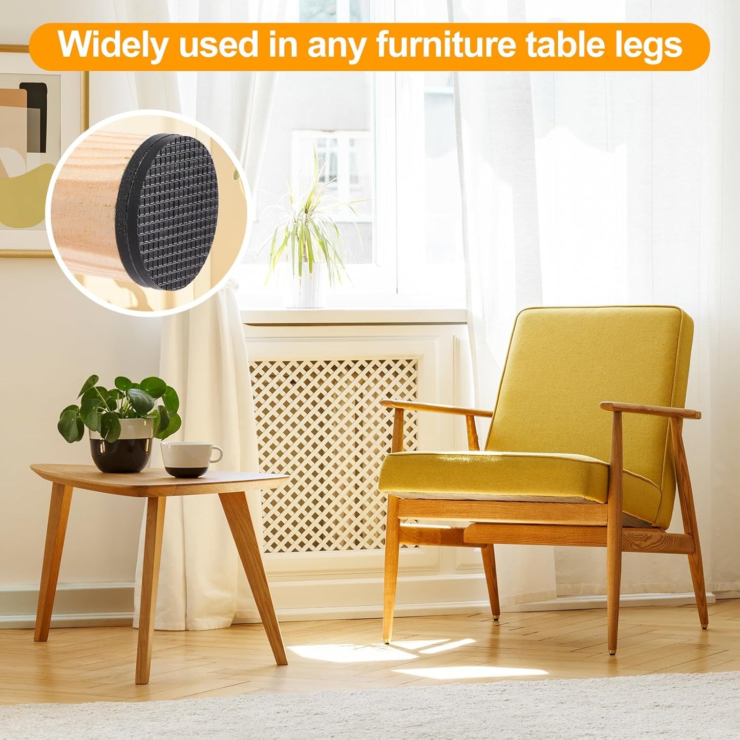 CHUNZEXI Non Slip Furniture Pads - 12 Premium Furniture Grippers Self Adhesive Rubber Furniture Feet, Anti Slide Furniture Hardwood Floor Protector for Keep Couch Stoppers (3 inch Round)