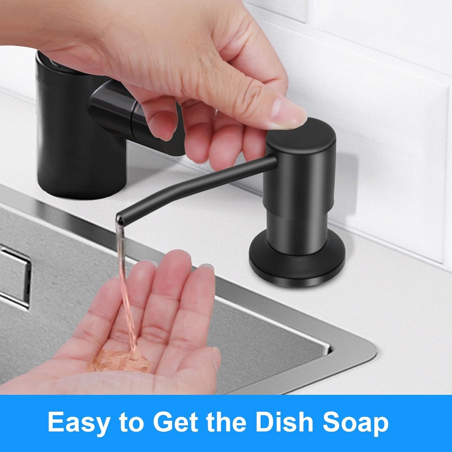 Soap Dispenser Kitchen Sink, Sink Soap Dispenser, 47" Extension Tube kit, Dish Soap Dispenser Pump, No Need More Refills (Black)