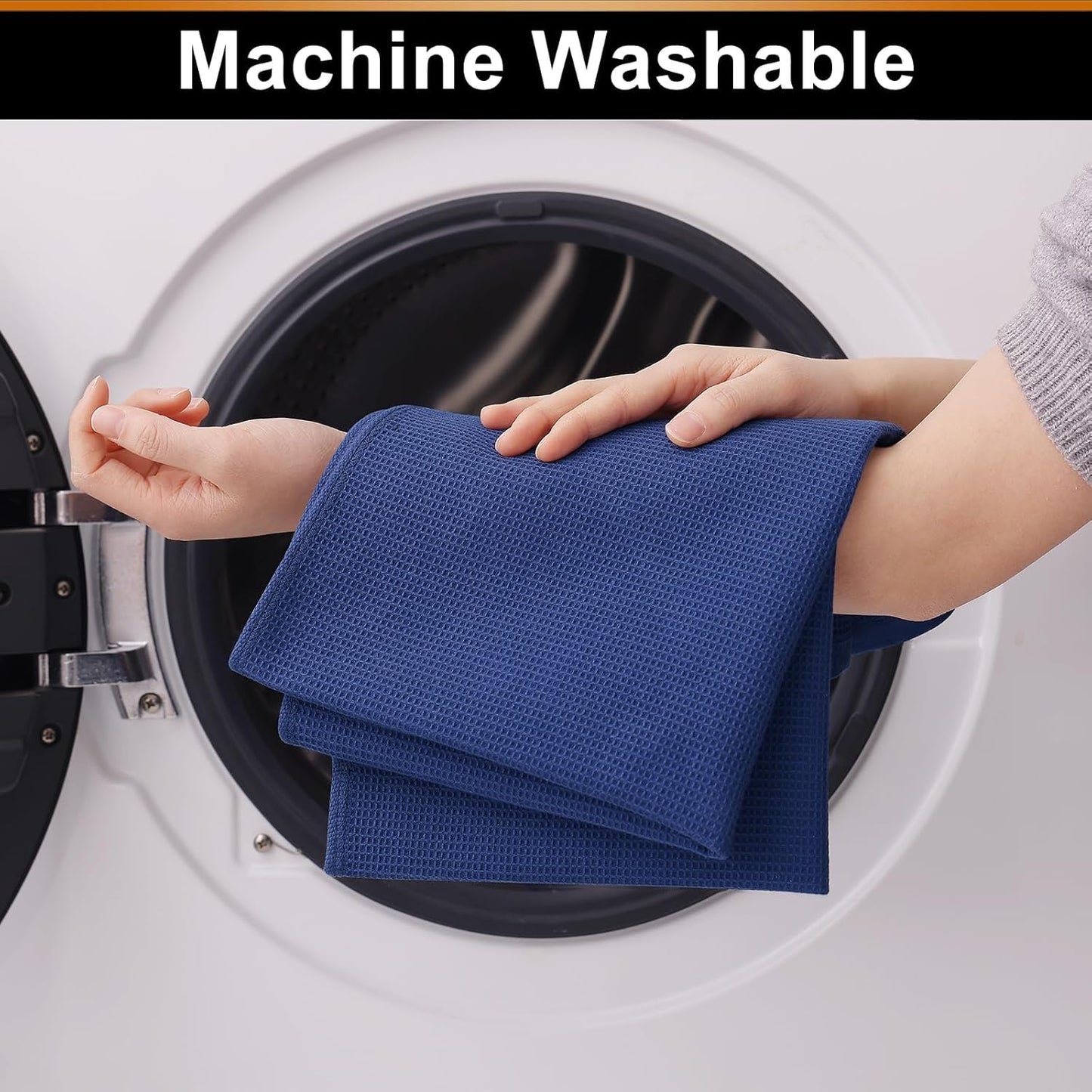 Homaxy 100% Cotton Waffle Weave Kitchen Towels - 4 Pack Soft and Absorbent Dish Towels - 16 x 26 Inches Quick Dry Hand Towels - Blue