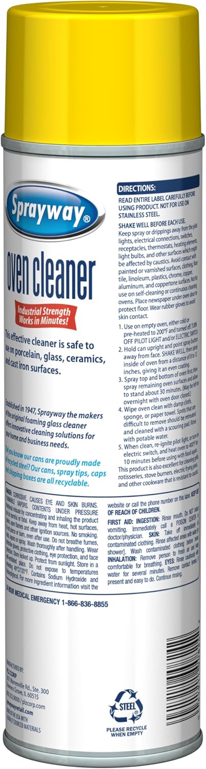 Sprayway Oven Cleaner Aerosol Spray, 20oz, Pack of 6 | Foaming Action, Cuts Through Grease & Baked-On Food | No Scraping, Works on Warm or Cold Ovens, Grills, Grates