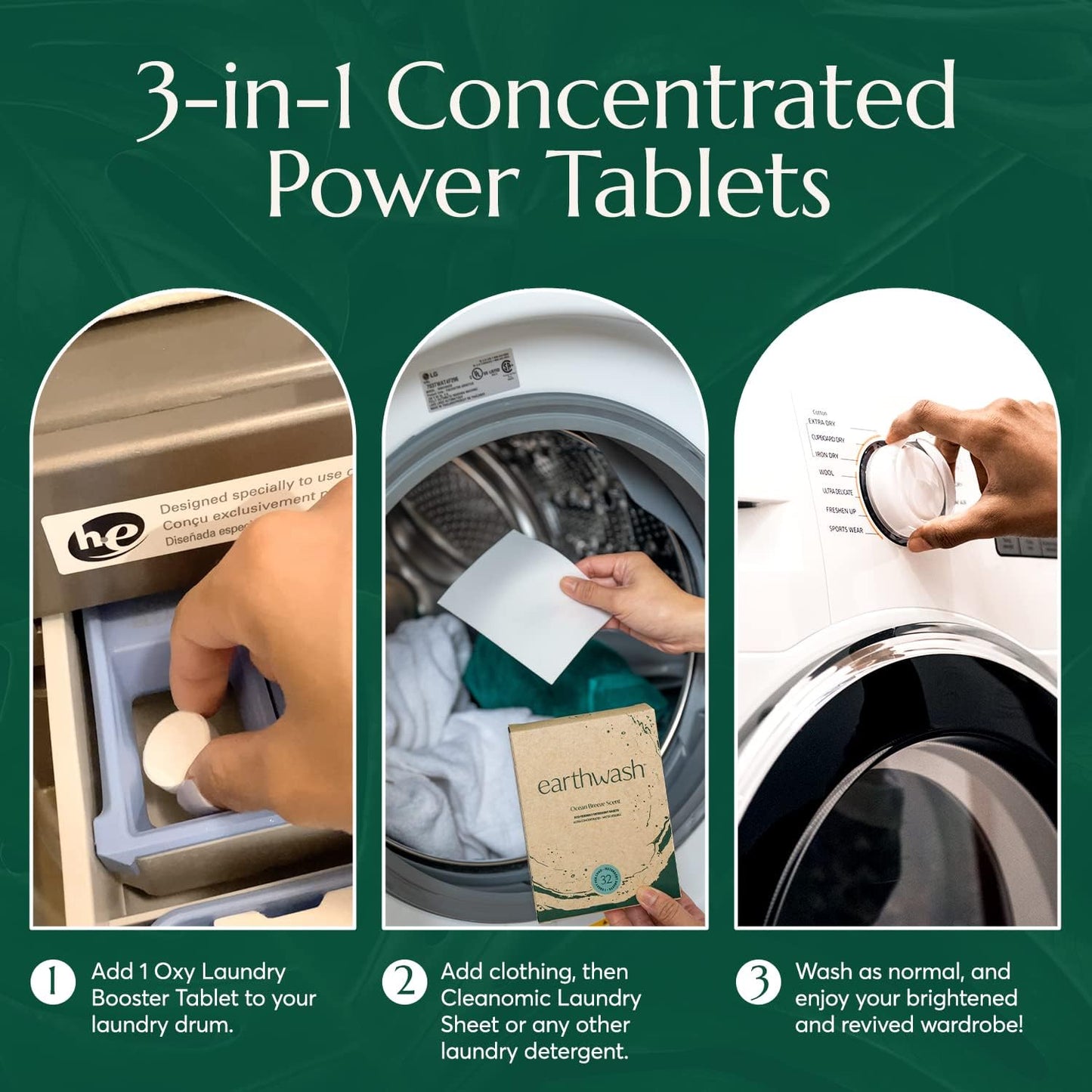 Cleanomic - Oxy Laundry Booster Tablets (Color) - Oxy Cleaner Laundry Stain Remover, Color Safe Bleach, Laundry Whitener Brightener (25 Count)