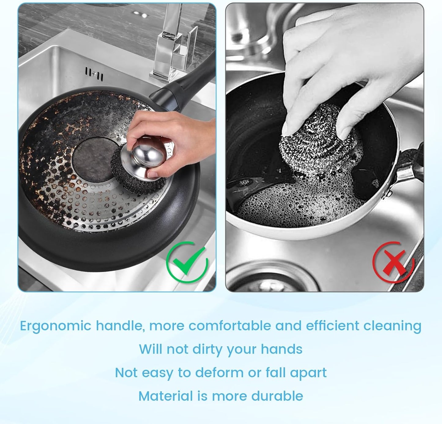 6 Pcs Steel Wool Scrubber, Stainless Steel Scrubber for Cleaning Kitchen and Household Stubborn Messes from Stoves Pans Pots Grill Sink, Replacement Wire Brush Set ( Only Replacement Pad)