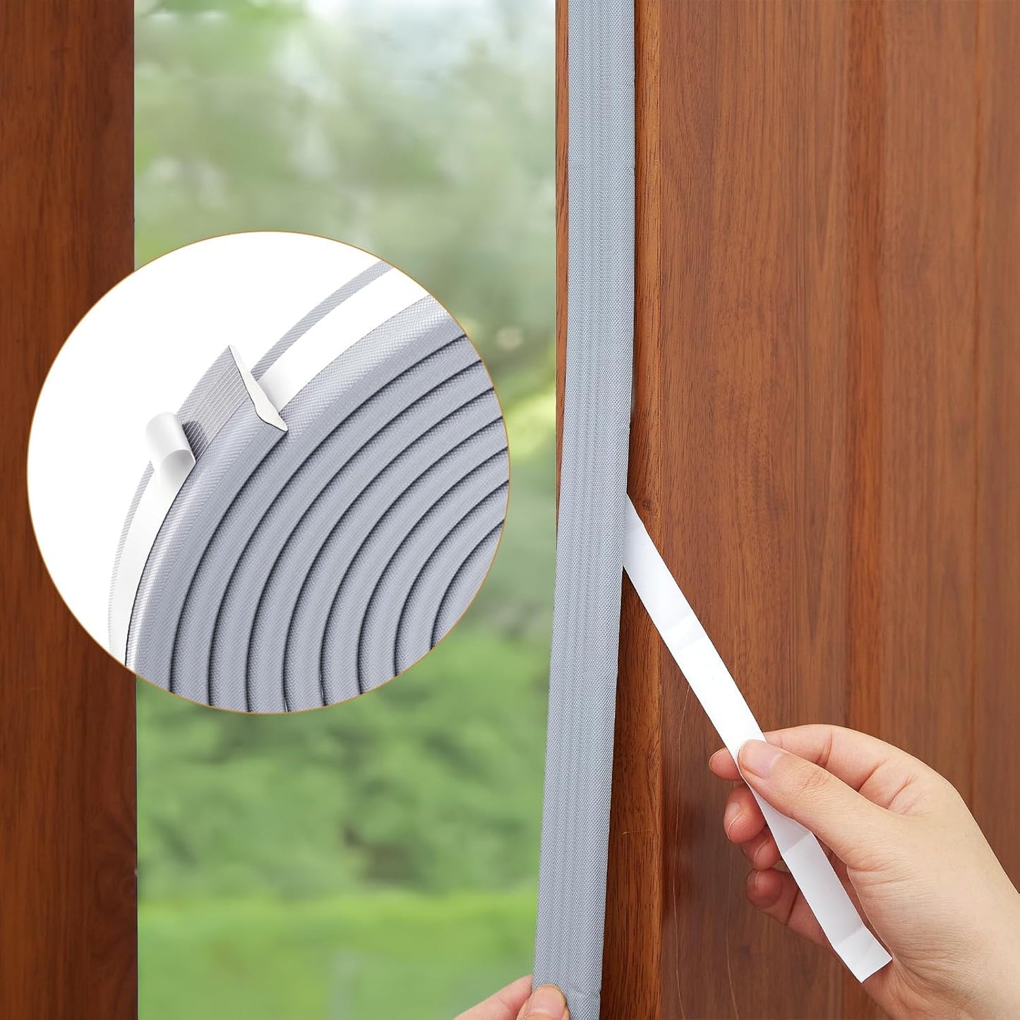 QDiShi 118" Wedge-Shape Weather Stripping Door Seal Weatherproof Foam Seals Self Adhesive Insulation Anti-Collision Strip Soundproofing Frame Insulation Tape Fits 0.13-0.31" Gaps(Grey)