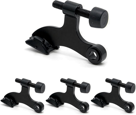 4 Pack Hinge Pin Black Door Stopper, Adjustable Heavy Duty Hinge Pin Door Stop with Black Rubber Bumper Tips