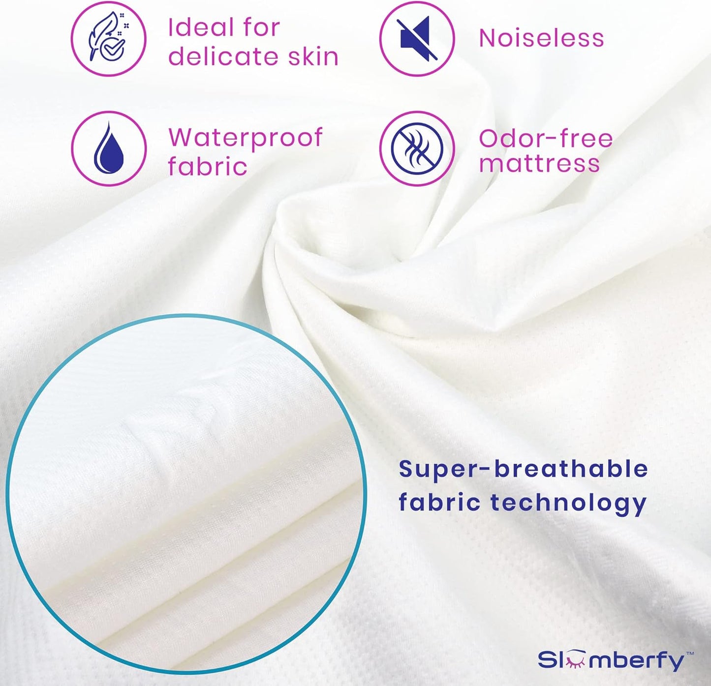 Waterproof Mattress Protector by Slumberfy | Hypoallergenic Bamboo Mattress Protector | Natural + Breathable Jacquard Fabric | Full Mattress Cover – 54x75”
