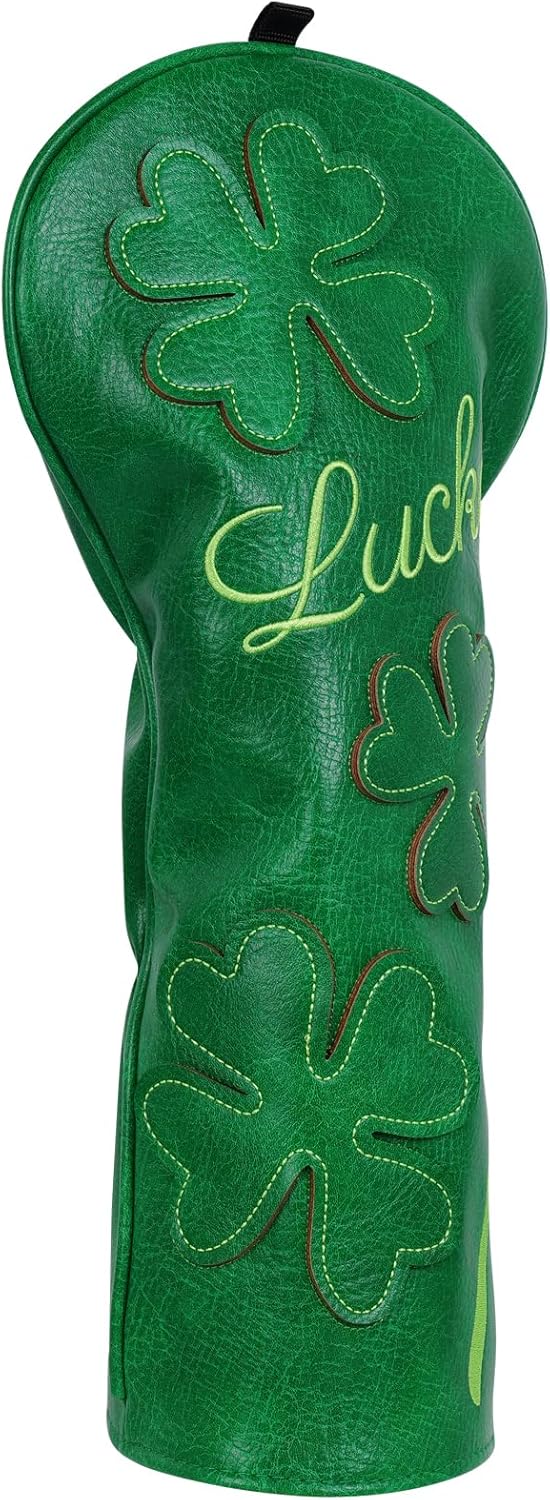 Golf Headcovers Golf Club Head Covers Four Leaf Clover Good Luck Charm - Clover Style Premium Leather Driver Fairway(FW) Wood Hybrid(UT) with Number Tags