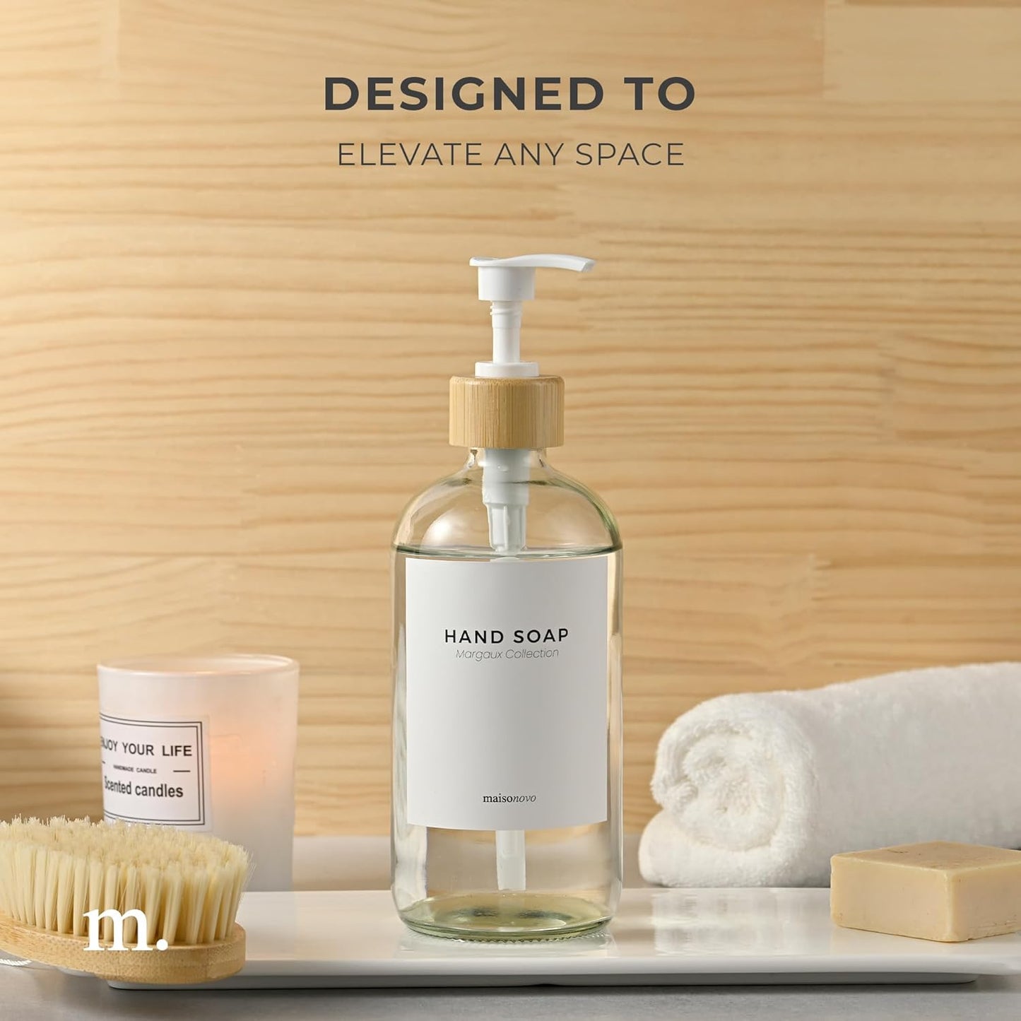 MaisoNovo Soap Pump Replacement - 2X White Bamboo Pumps - Pump Dispenser - Soap Dispenser Pump Replacement - Stainless Steel Soap Pump - Pump for Soap Dispenser