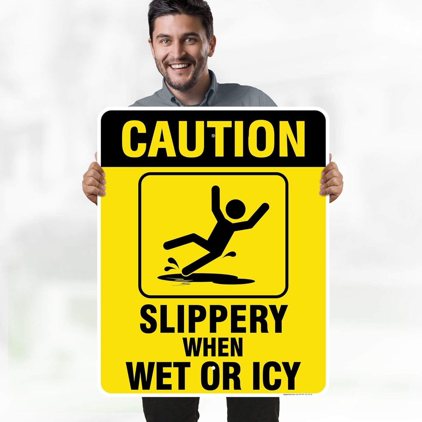 Caution Slippery When Wet Sign or ICY Sign, 24"x30" .063 Aluminum, Indoor/Outdoor Use, USA MADE By My Sign Center