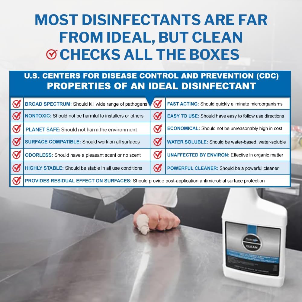 PermaSafe CLEAN, All-Purpose Hospital Disinfectant Cleaner; No Rinse, Hard, Soft & Food Contact Surface Sanitizer; Mold, Mildew and Fungi Killer; Odor Eliminator; Allergen Remover & More-3 Fl Oz-2 Pk