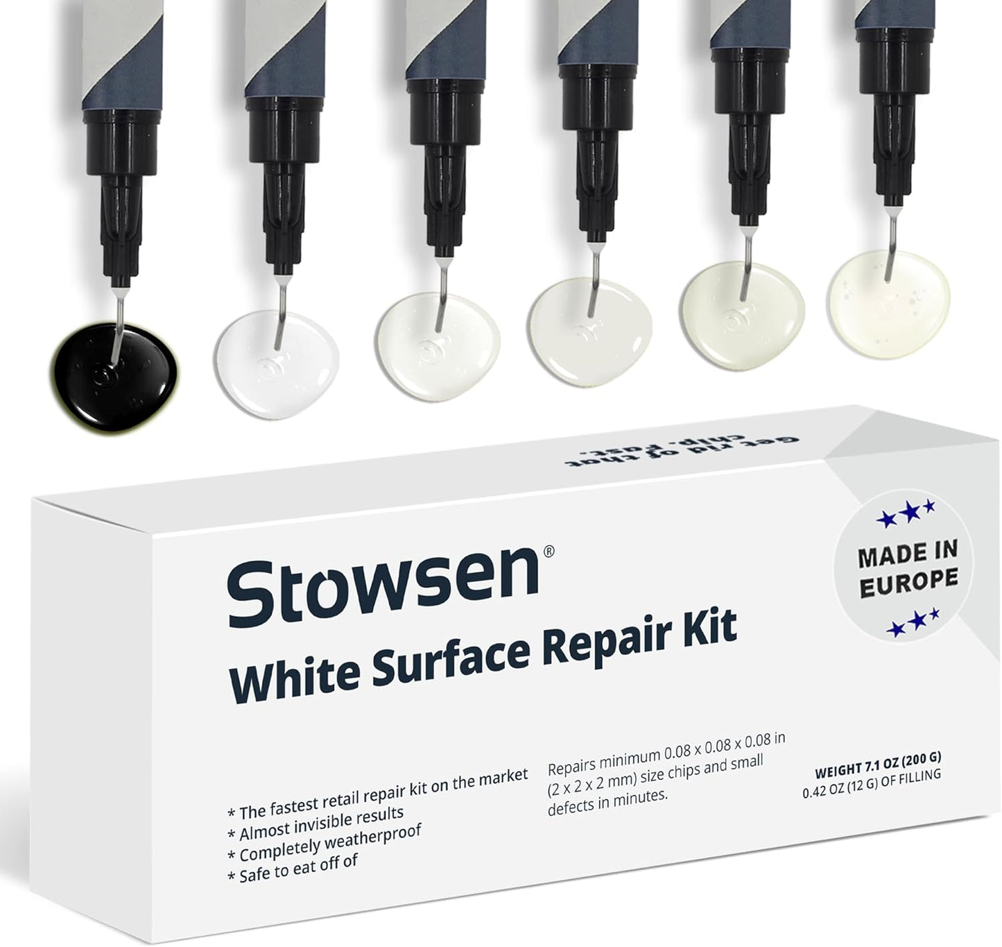 Tile Repair Kit by Stowsen - Also Works as Bathtub Repair Kit I Ideal to Fix Your Broken Chip or Crack on Marble, Corian, Porcelain and Granite Countertops