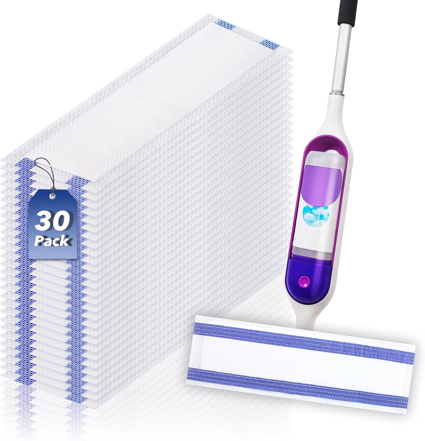 30 Pack Disposable Power Mop Refills Compatible for Swiffer PowerMop(13-15in),Thickened Multi-Surface Spray Clean Mop Replacement Pads for Hardwood Floor Cleaning