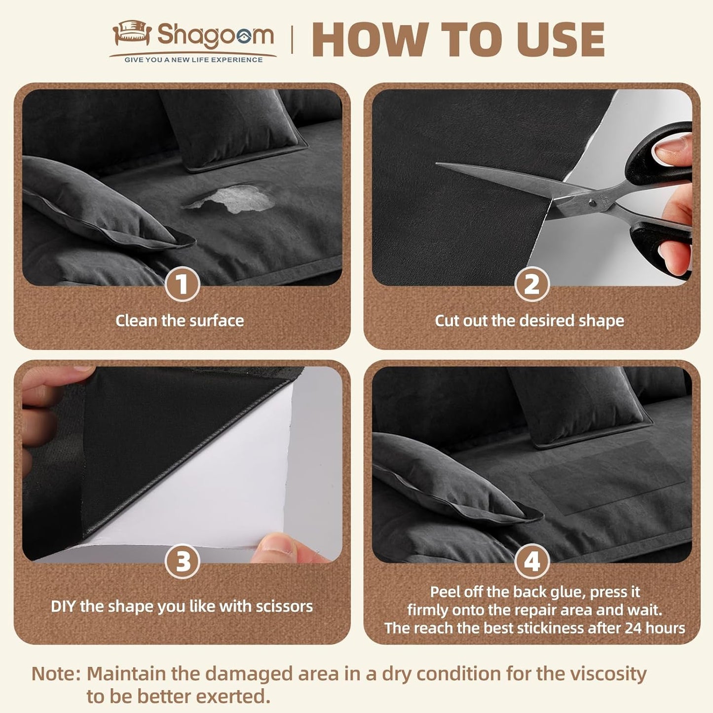 Suede Repair Patch, Large Fabric Repair Tape, Self-Adhesive Fabric Patches for Furniture, Couch, Sofa, Car Interior, Shoes, Hand Bag, Clothing (Brown, 3.5X79 Inch)