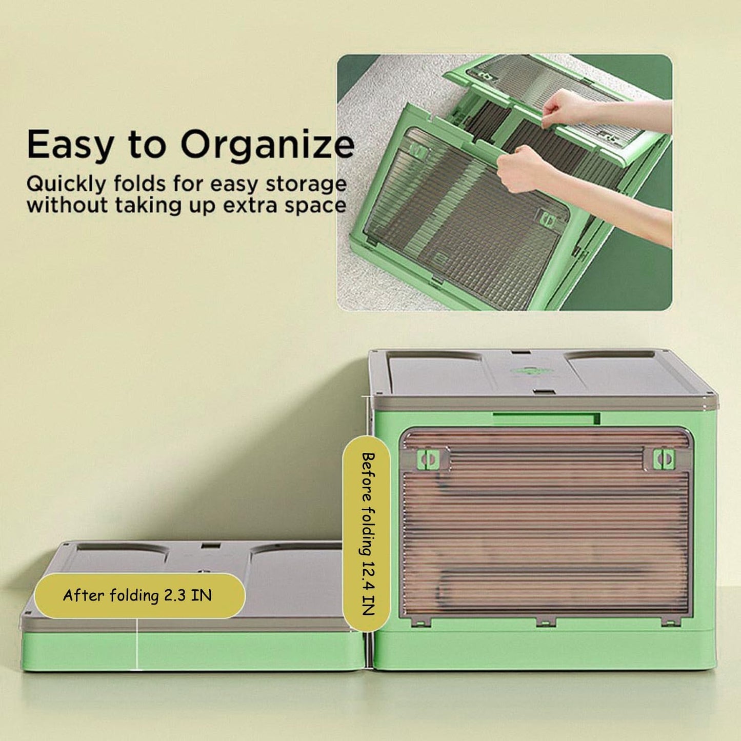 Plastic Trunk Organizer,Closet Organizers and Storage,7 Gal Collapsible Storage Bins,Dorm Room Essentials,2 Pack Dorm Storage Bins with Lids and Doors,Stackable Closet Organizer